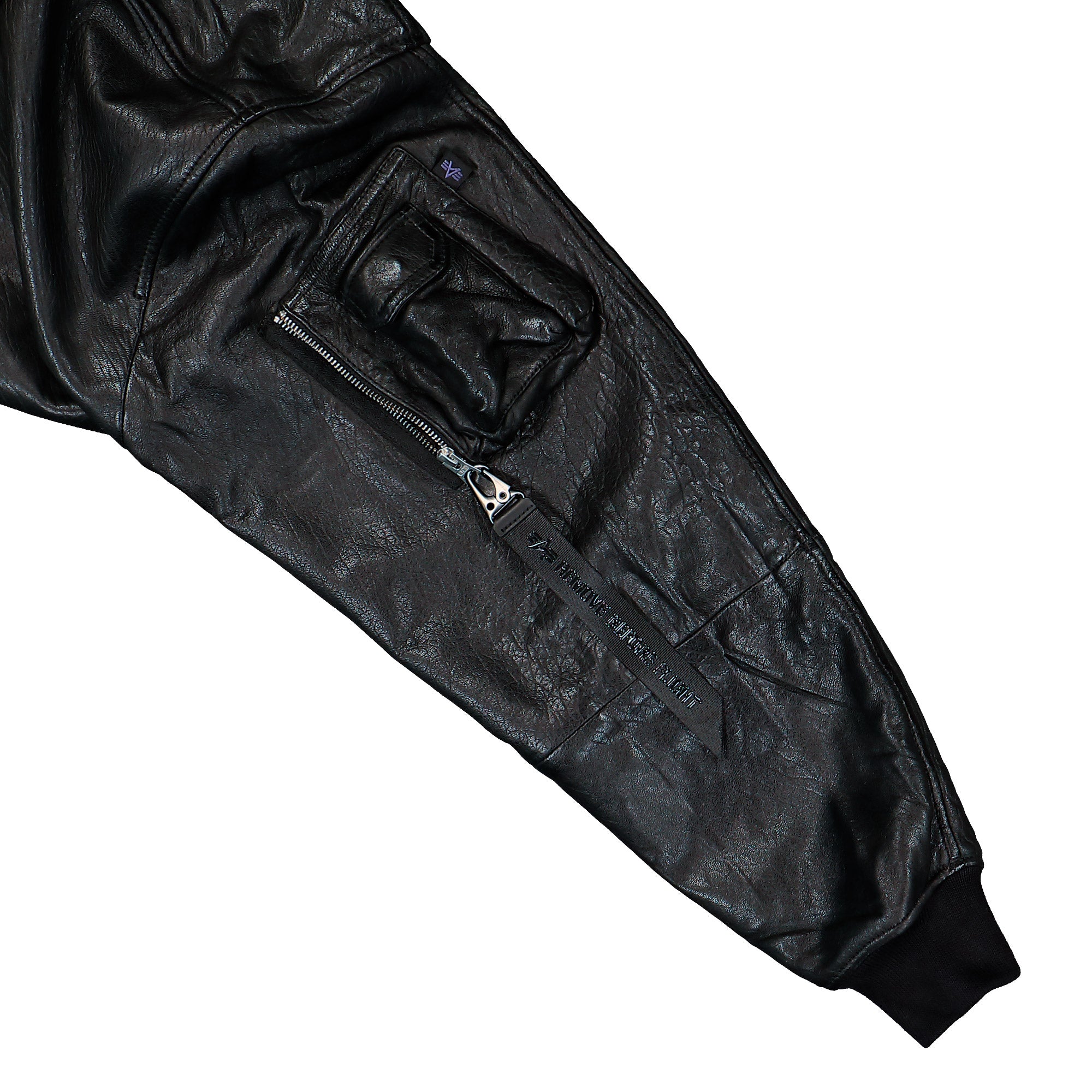 Alpha Industries CWU-36 / P Leather UV Bomber Jacket Black Jacket 768002-03 Detail View 2 | Overkill
