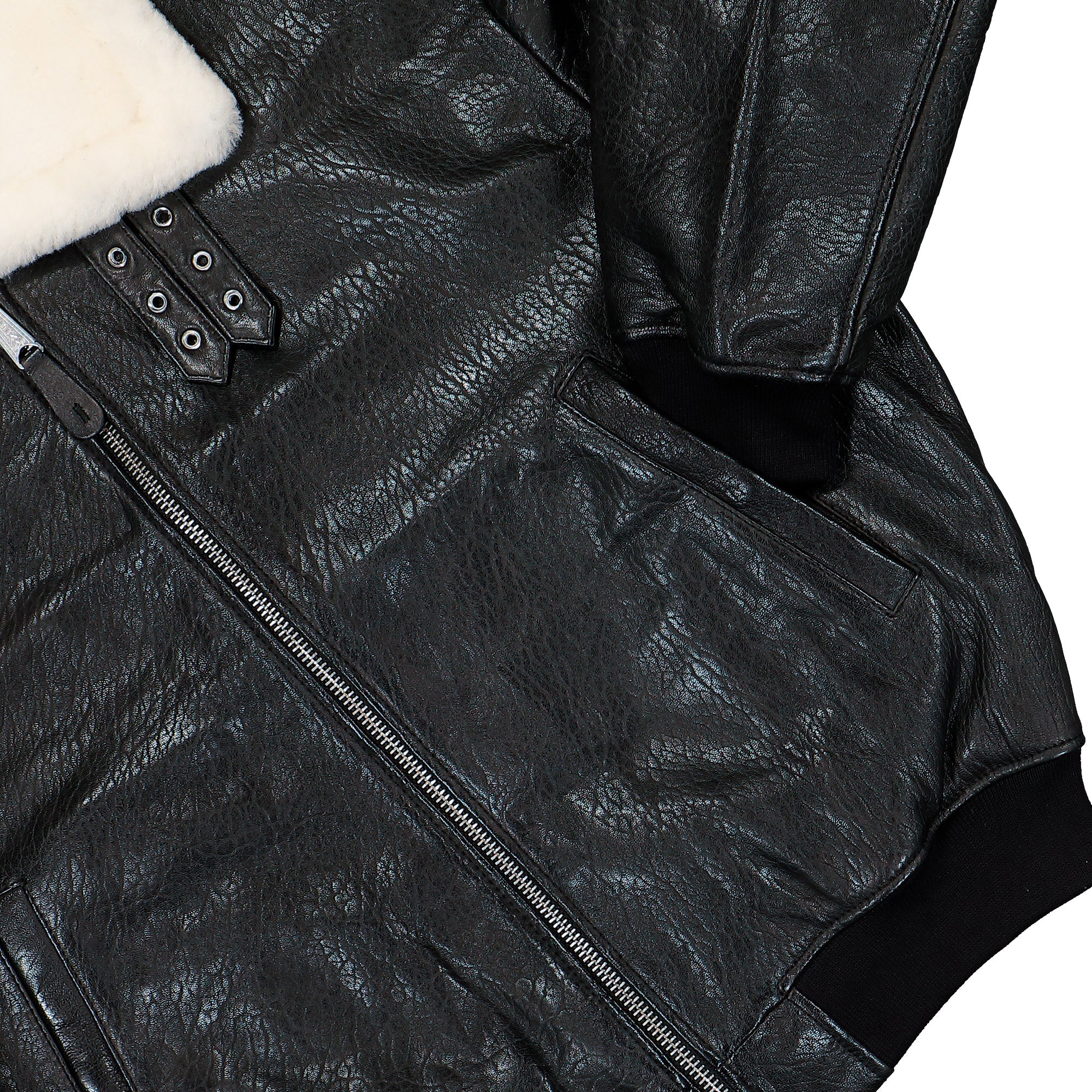 Alpha Industries B-15 Leather UV Bomber Jacket Black Jacket 768004-03 Detail View 1 | Overkill
