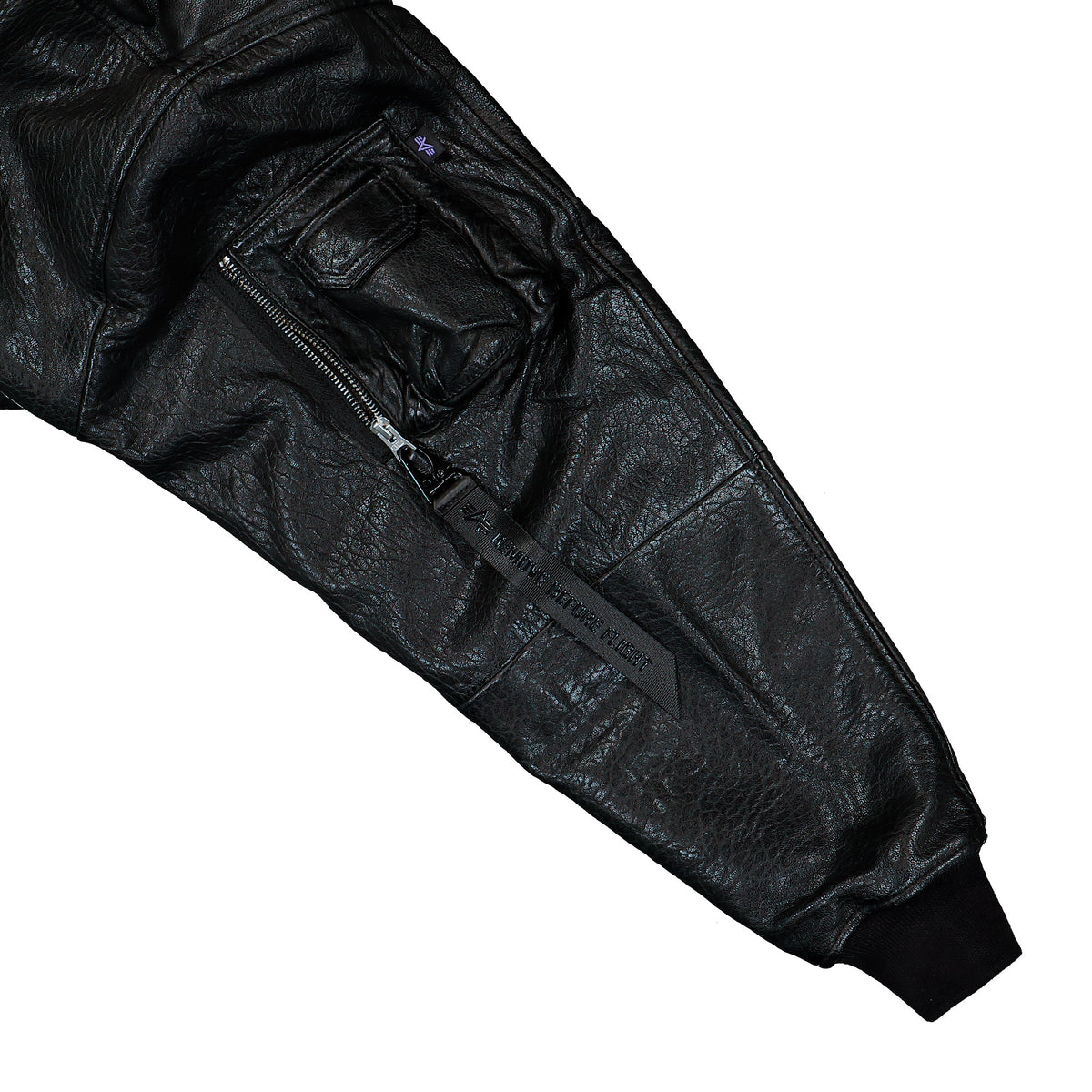 Alpha Industries B-15 Leather UV Bomber Jacket Black Jacket 768004-03 Detail View 2 | Overkill
