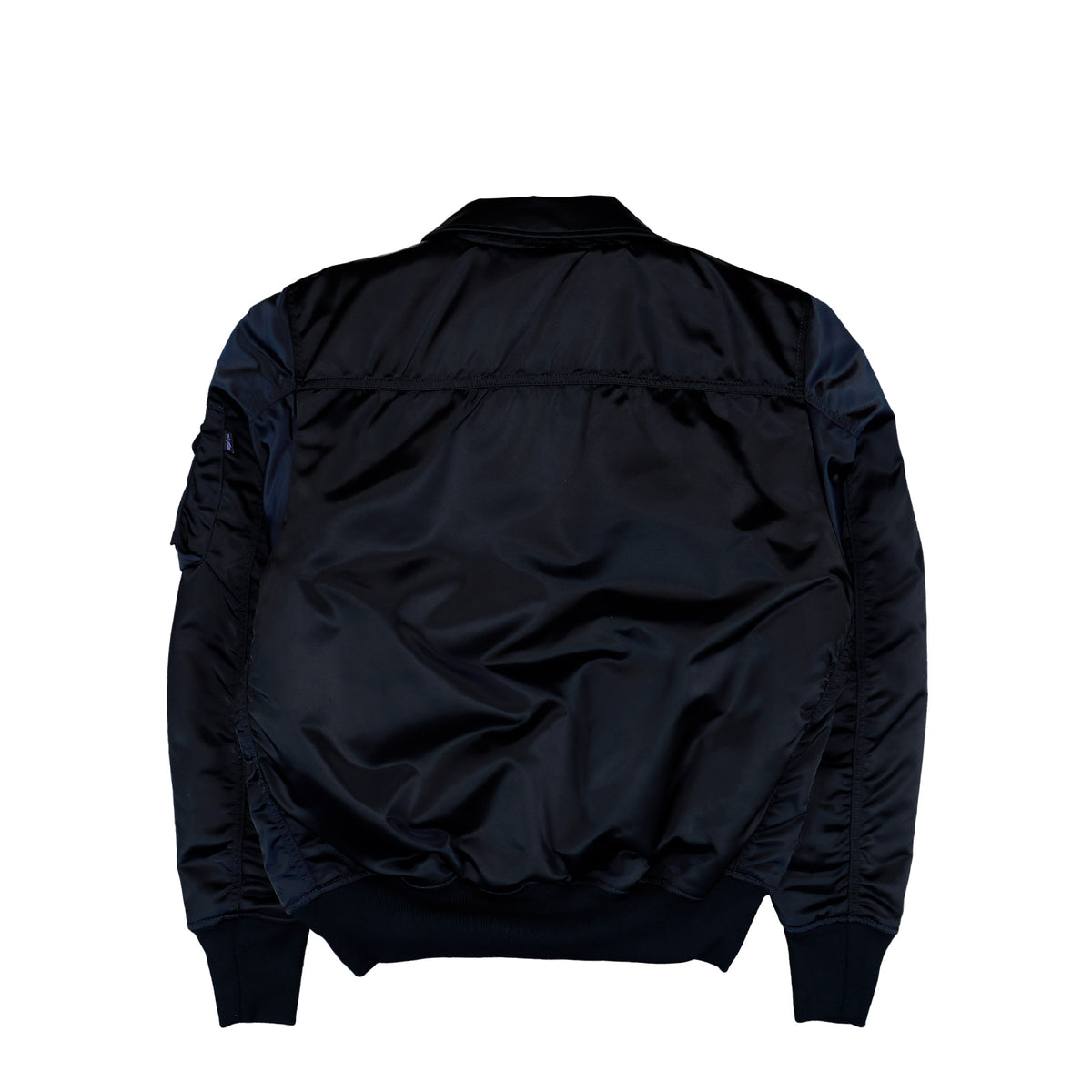 Alpha Industries CWU-45 / P Base UV Bomber Jacket Replica Blue Jacket 768005-07 Close-up | Overkill
