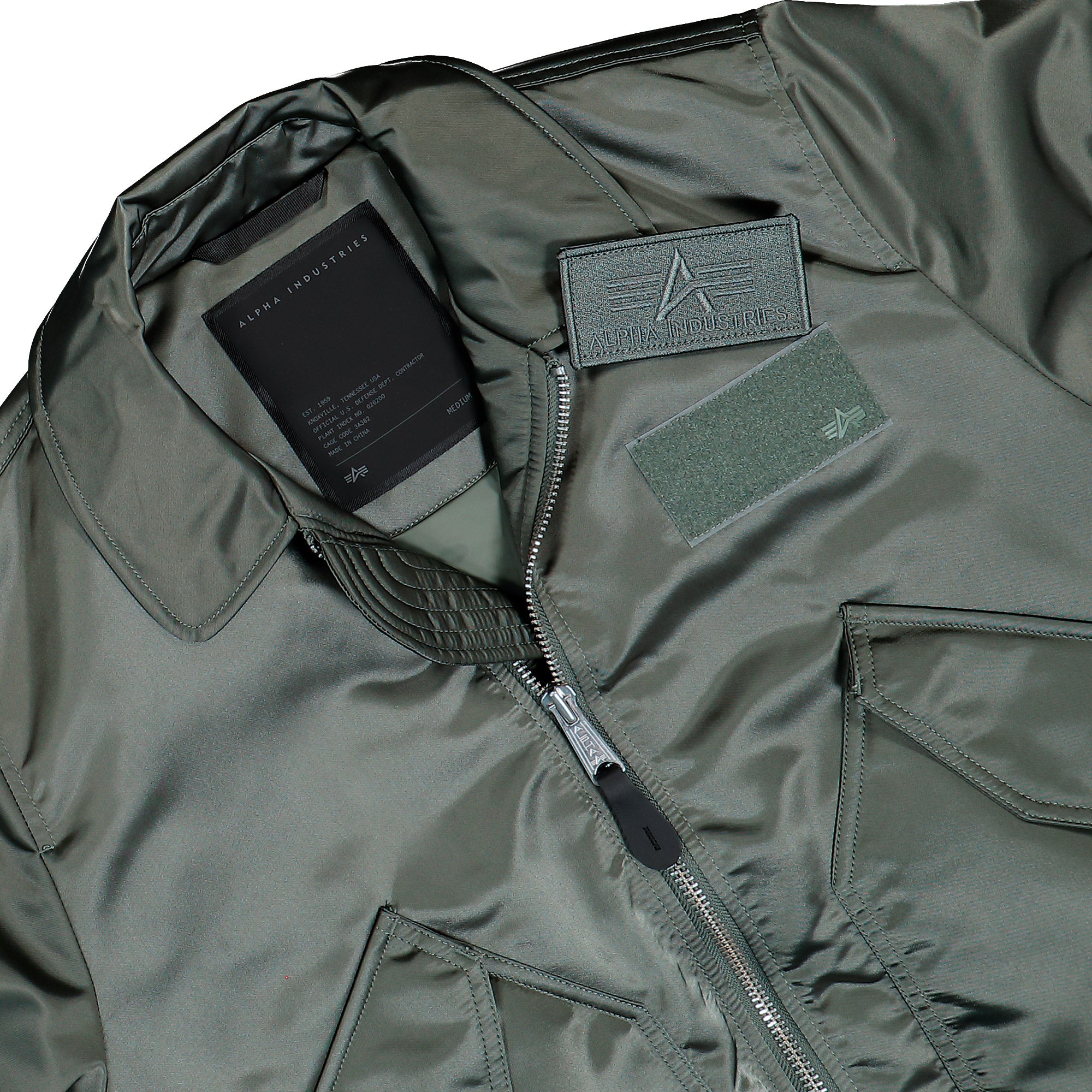 Alpha Industries CWU-45 / P Base UV Bomber Jacket Vintage Green Jacket 768005-432 Detailfoto | Overkill
