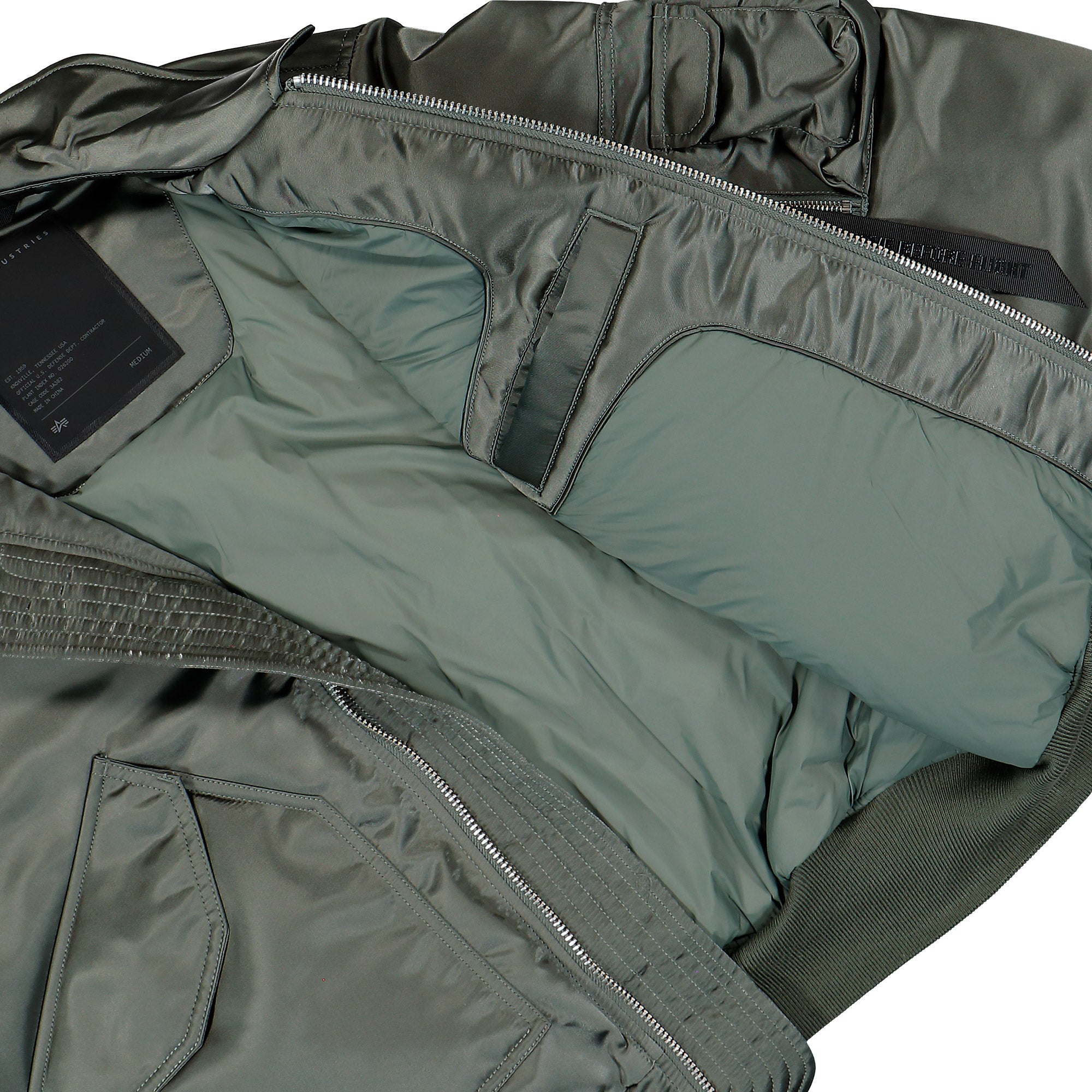 Alpha Industries CWU-45 / P Base UV Bomber Jacket Vintage Green Jacket 768005-432 Detail View 3 | Overkill
