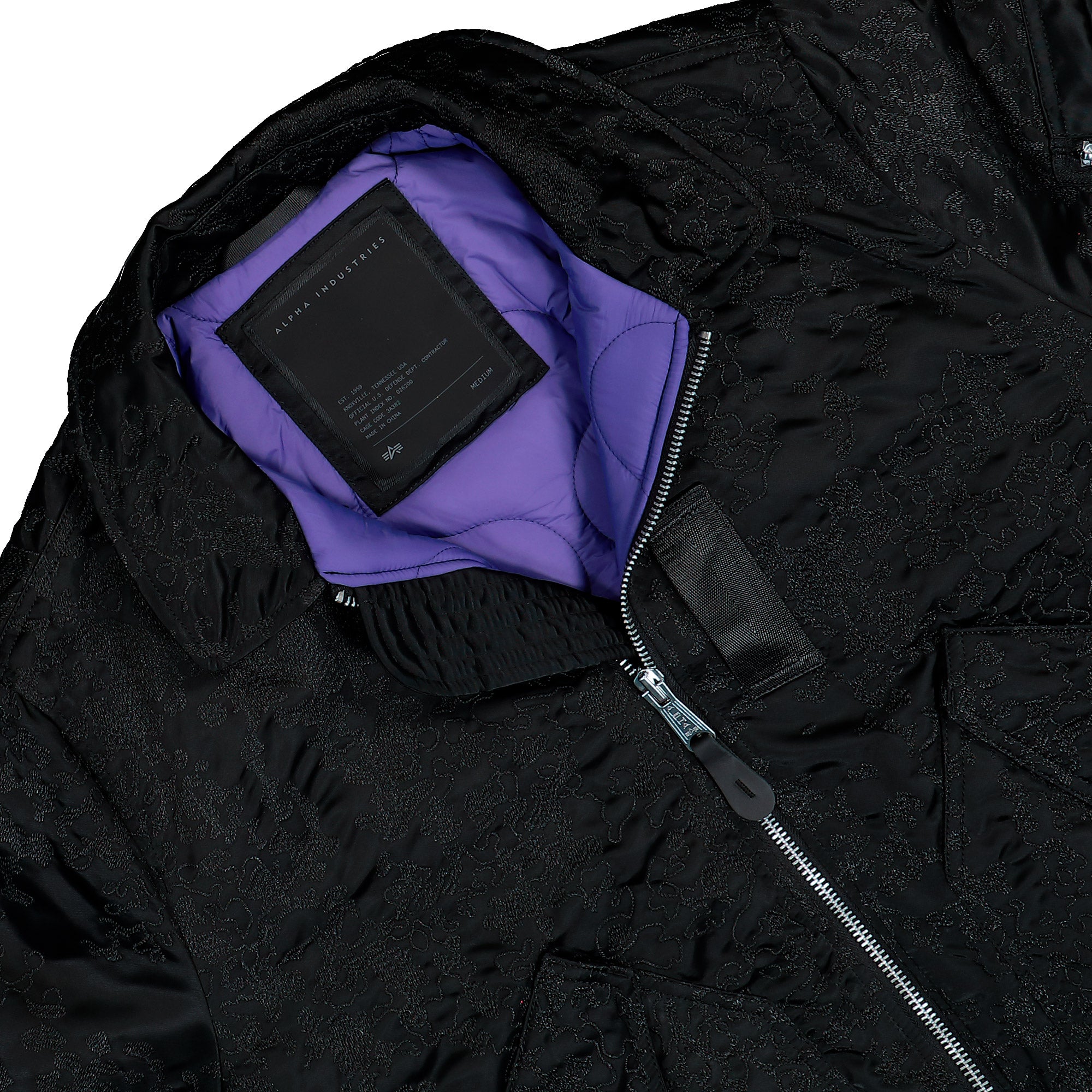 Alpha Industries CWU-45 / P Camo Embroidery UV Bomber Jacket Black Bomber Jacket 768009-03 Detailfoto | Overkill

