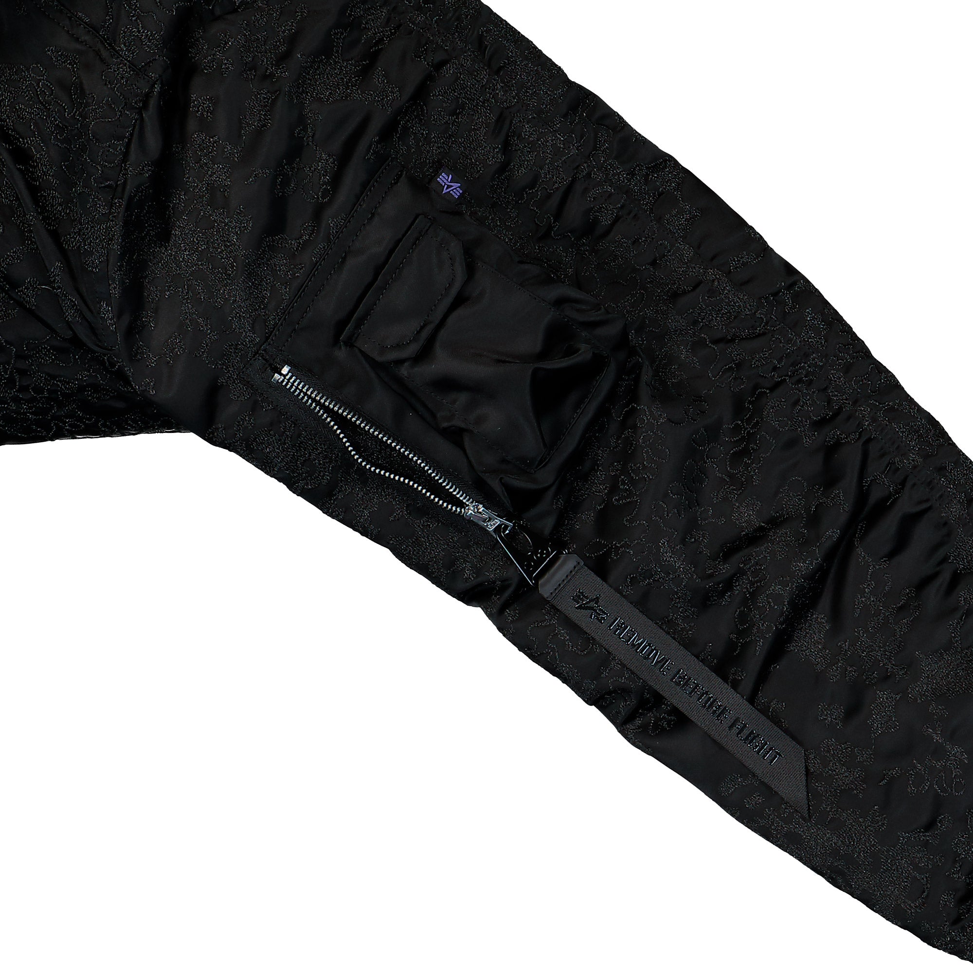 Alpha Industries CWU-45 / P Camo Embroidery UV Bomber Jacket Black Bomber Jacket 768009-03 Detail View 2 | Overkill
