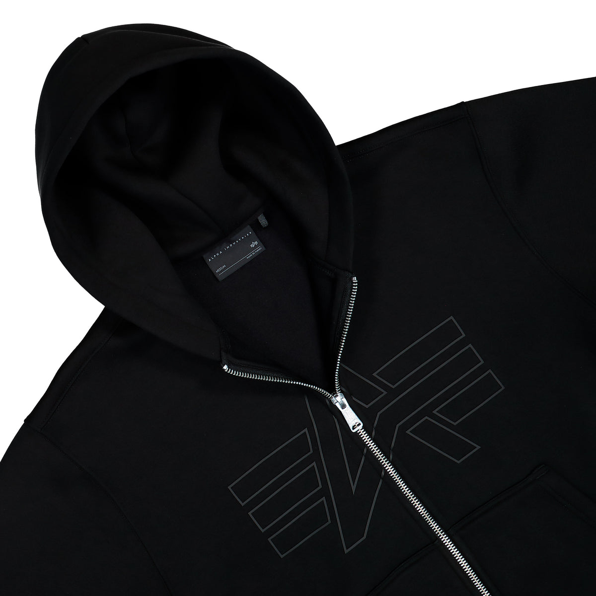 Alpha Industries Base UV Zip Hoodie Black Hoodie 768014-03 Detailfoto | Overkill
