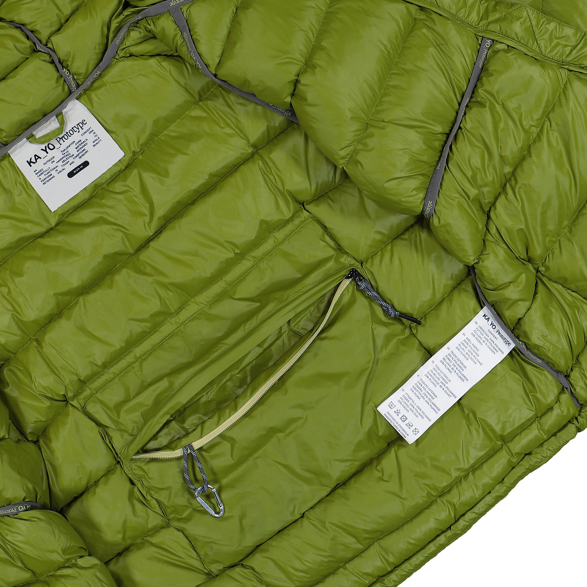KA_YO_Prototype Lightweight Down Jacket Surplus Green Puffer Jackets 80044 260 Detail View 2 | Overkill
