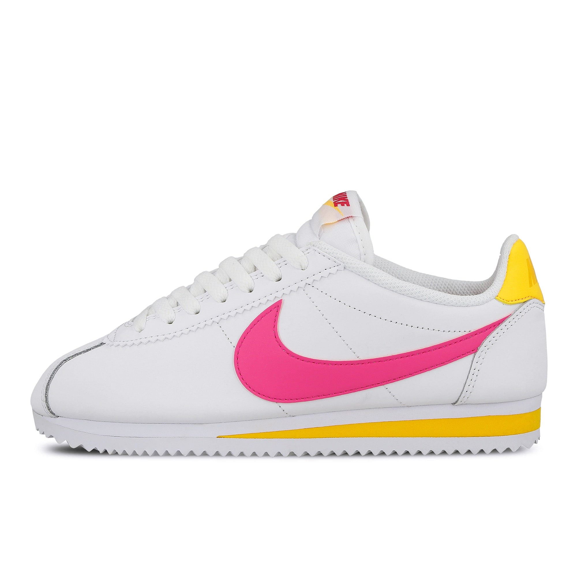 Nike wmns classic cortez leather White / Laser Fuchsia - Laser Orange Sneakers 807471 112 | Overkill