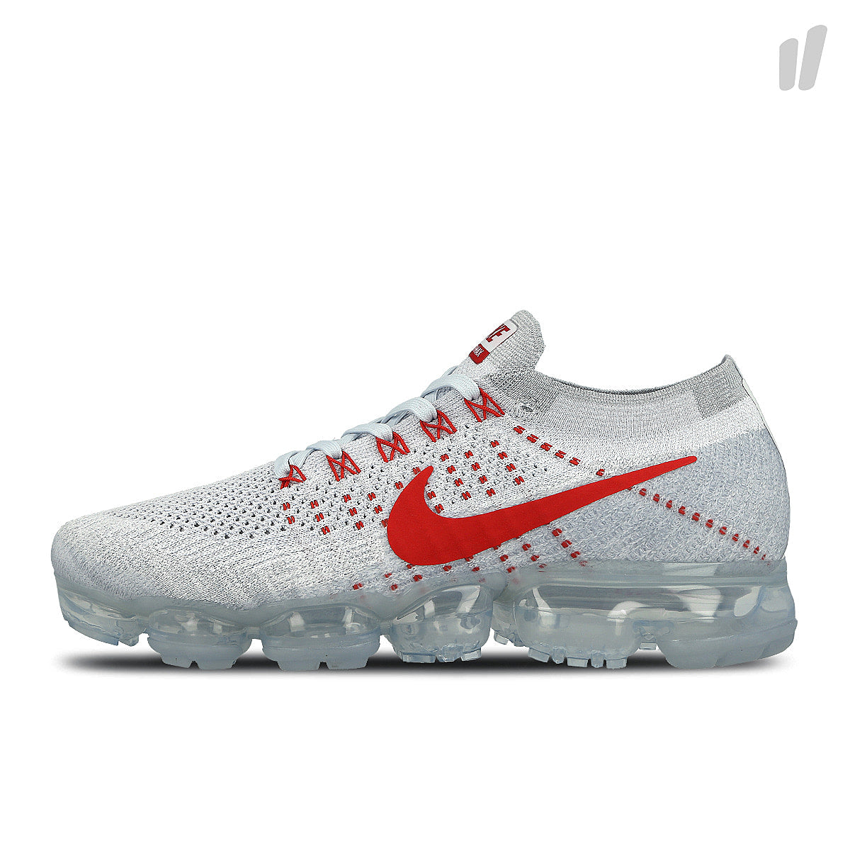 Nike air vapormax flyknit Pure Platinium / University Red Sneakers 849558 006 | Overkill