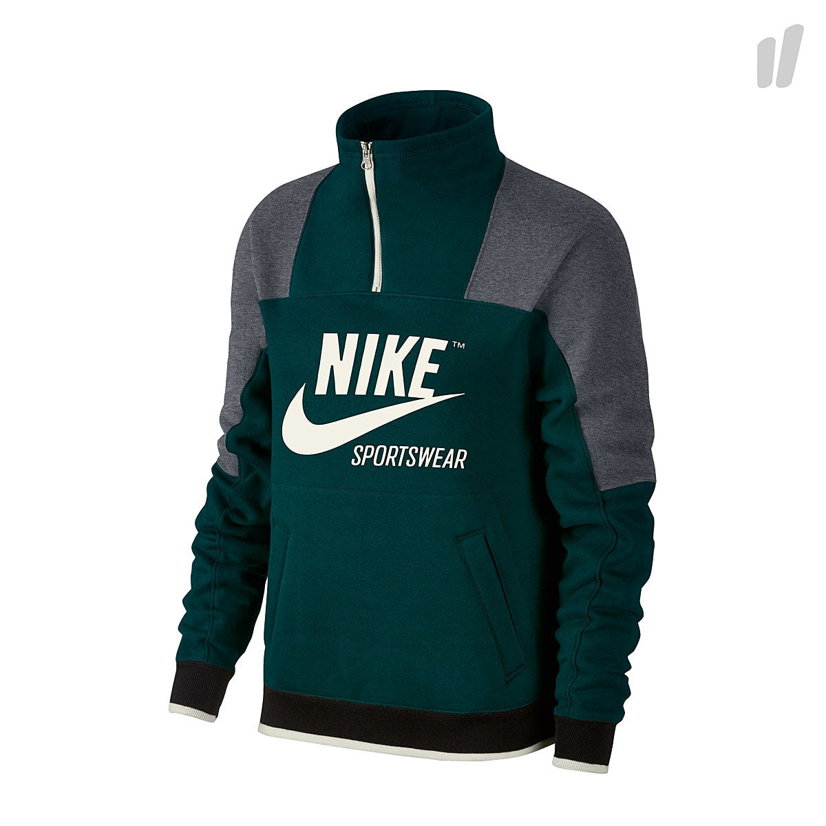Nike Wmns Crew Half-Zip Archive Outdoor Green / Carbon Heather / Sail Sweatshirts 855701 332 | Overkill