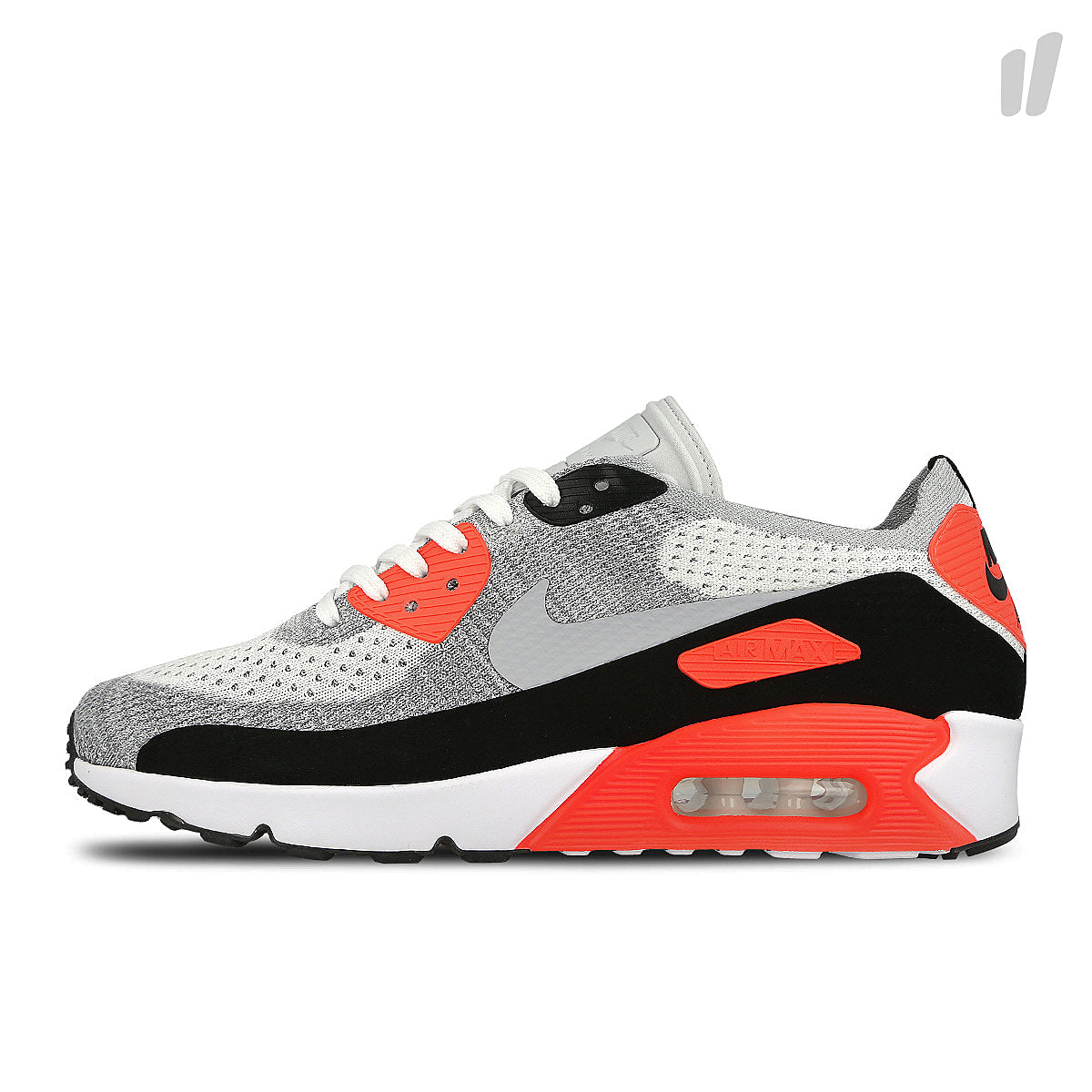 Nike air max 90 ultra 2.0 flyknit White-Wolf Grey - Bright Crimson Low Top Sneakers 875943 100 | Overkill