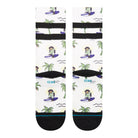Stance Surfin Monkey Crew Socks White Socks A556C24SUR-WHT Close-up | Overkill
