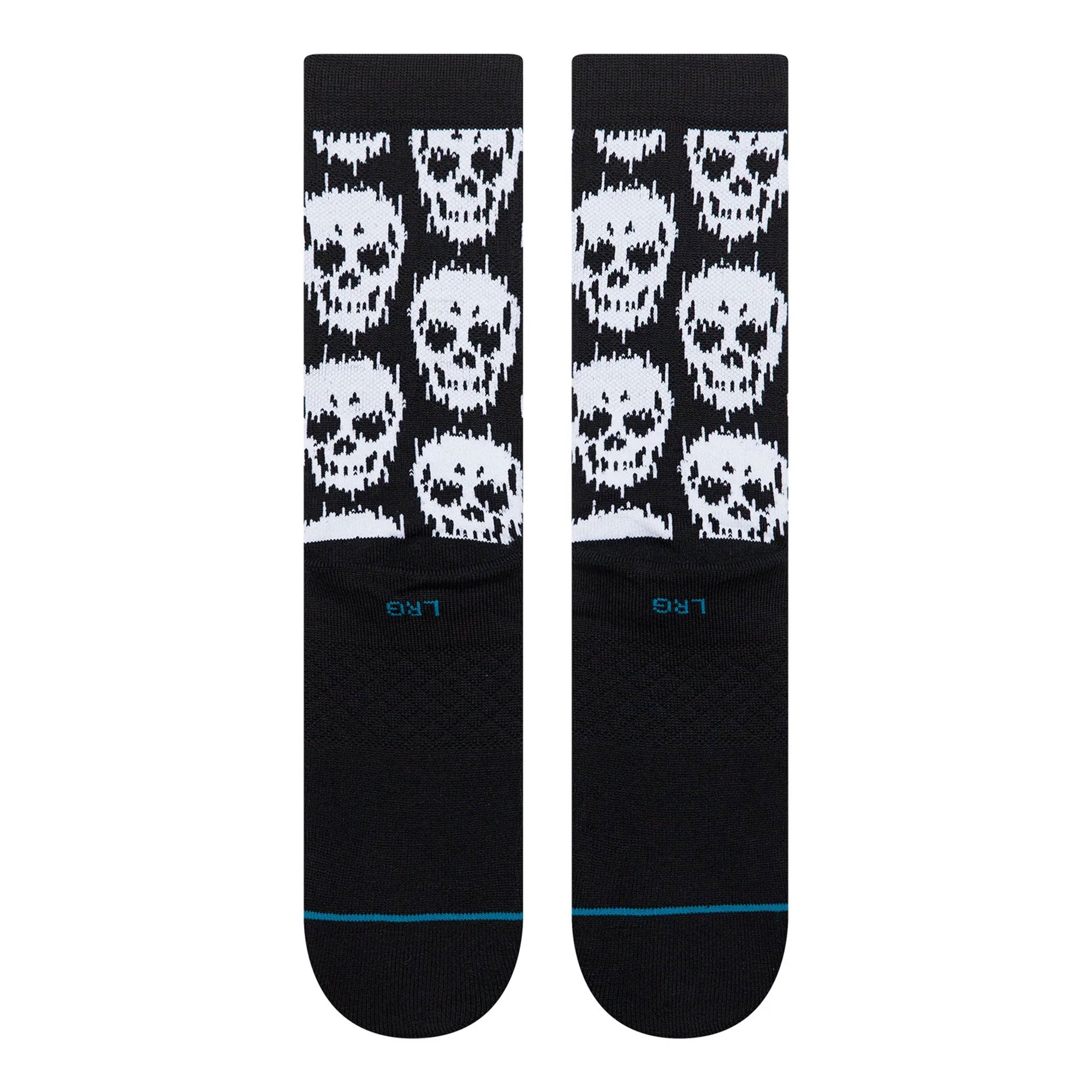 Stance Static Skull Crew Socks Black Socks A556C26STA-BLK Close-up | Overkill
