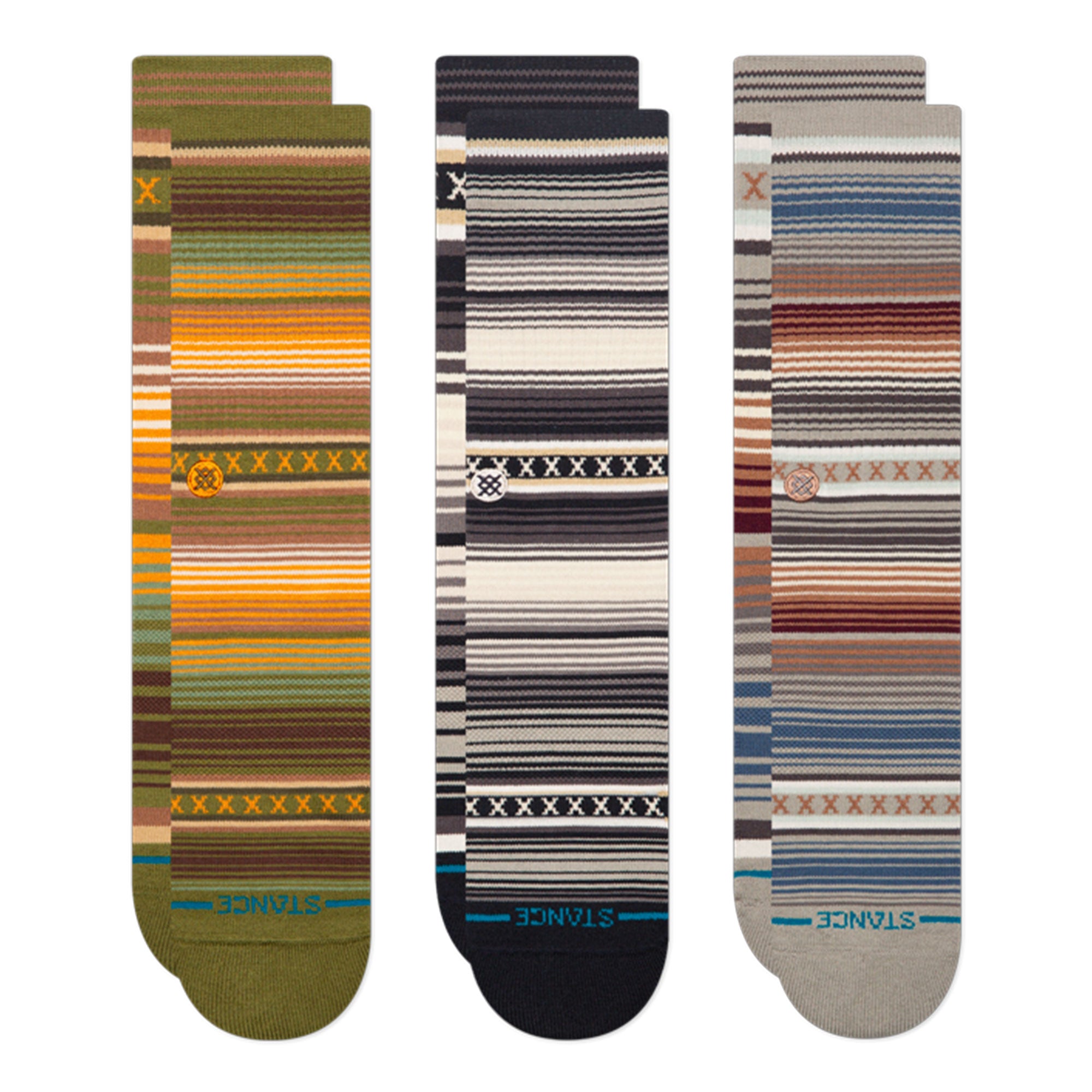 Stance Curren 3 Pack Socks Multicolor Socks A556D23CUR-GRN | Overkill