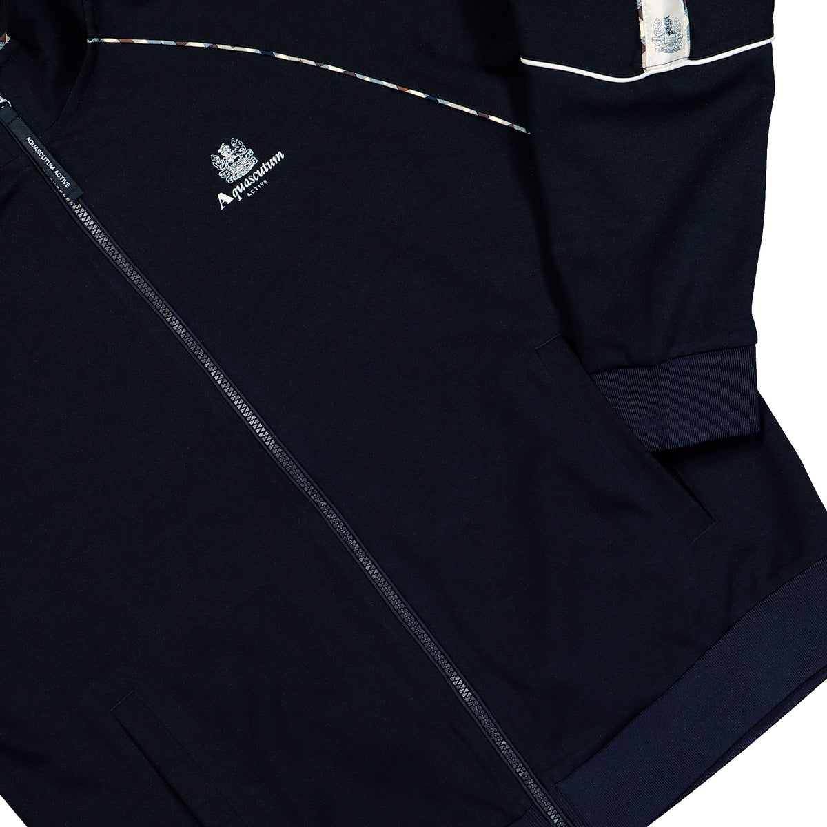 Aquascutum Crest Tape Tracktop Navy Jackets AA-A006-SW026 11 Detail View 1 | Overkill
