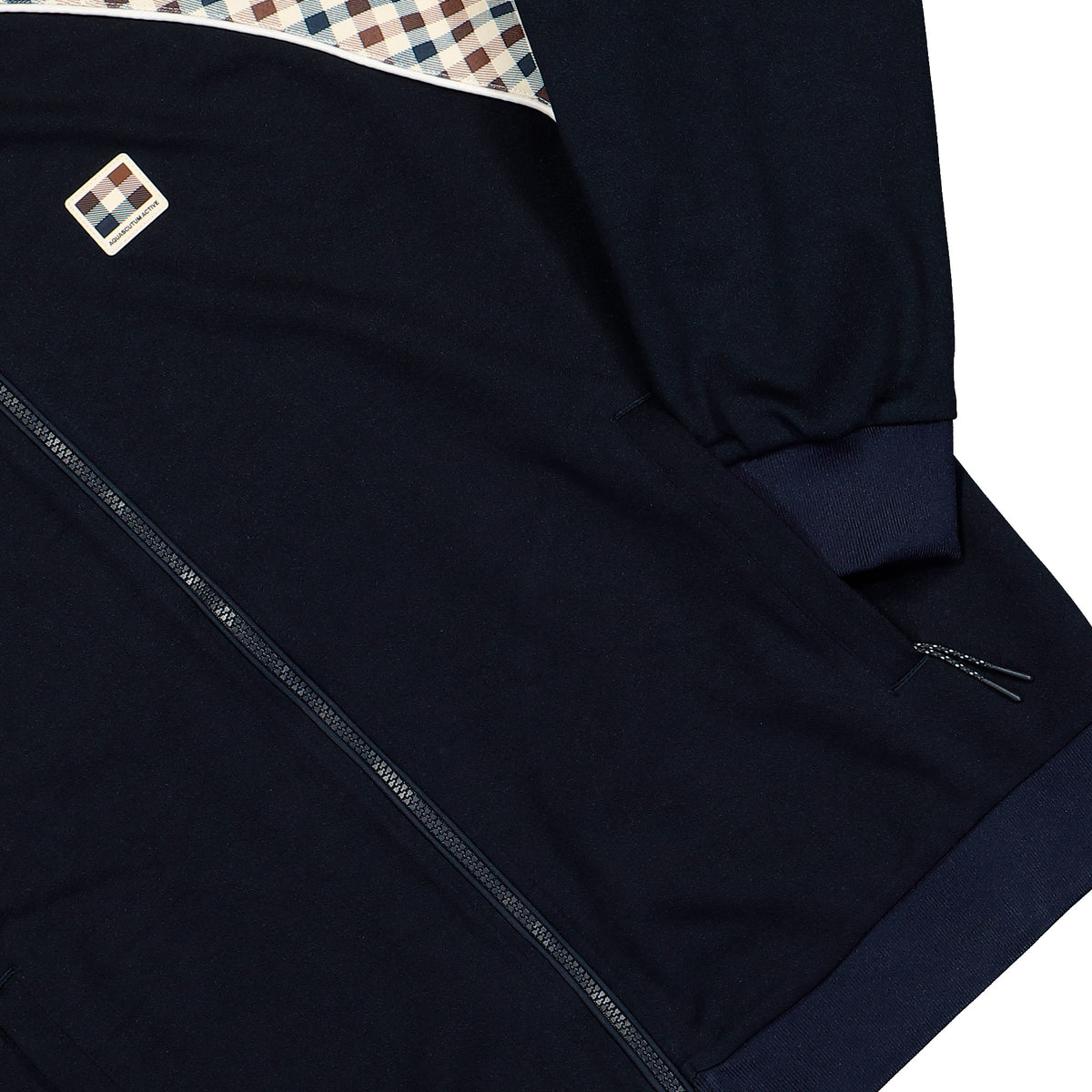 Aquascutum Check Sleeves Tracktop Navy Jackets AA-A006-SW028 11 Detail View 1 | Overkill
