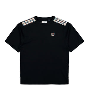 Aquascutum Check Shoulder T-Shirt Black    T-Shirt AA-A006-TS006 16 | Overkill
