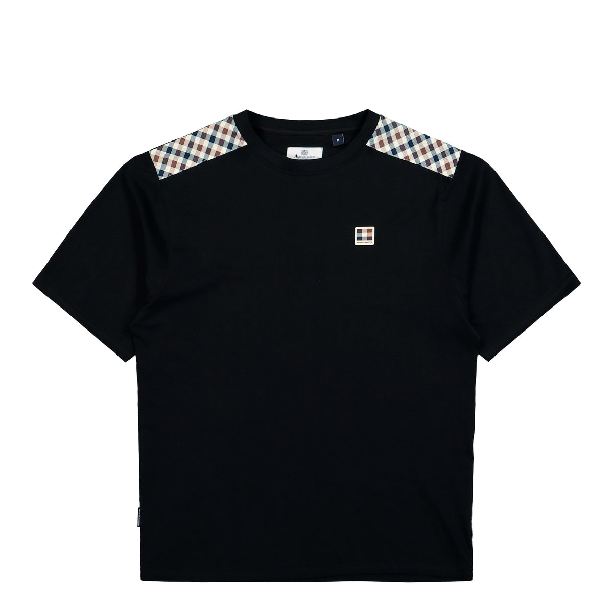 Aquascutum Check Shoulder T-Shirt Black    T-Shirt AA-A006-TS006 16 | Overkill
