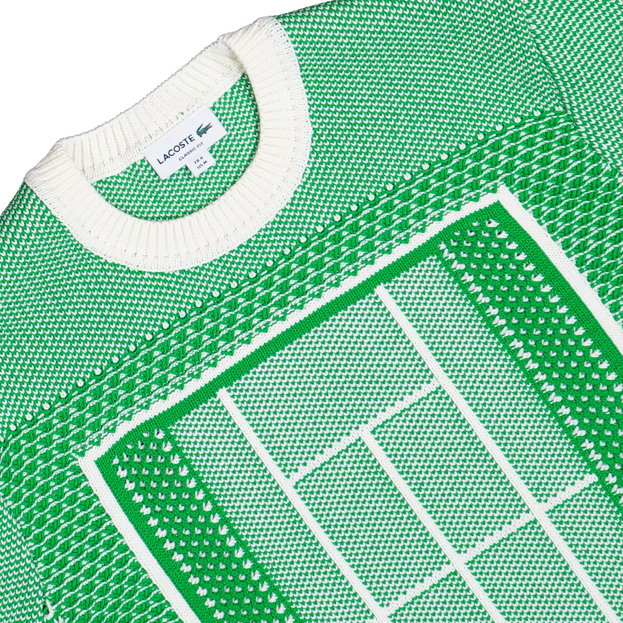 Lacoste Tennis Court Jacquard Crew Neck Sweater Billiard Green / Flour Sweatshirts AH0619-00 4SI Detailfoto | Overkill