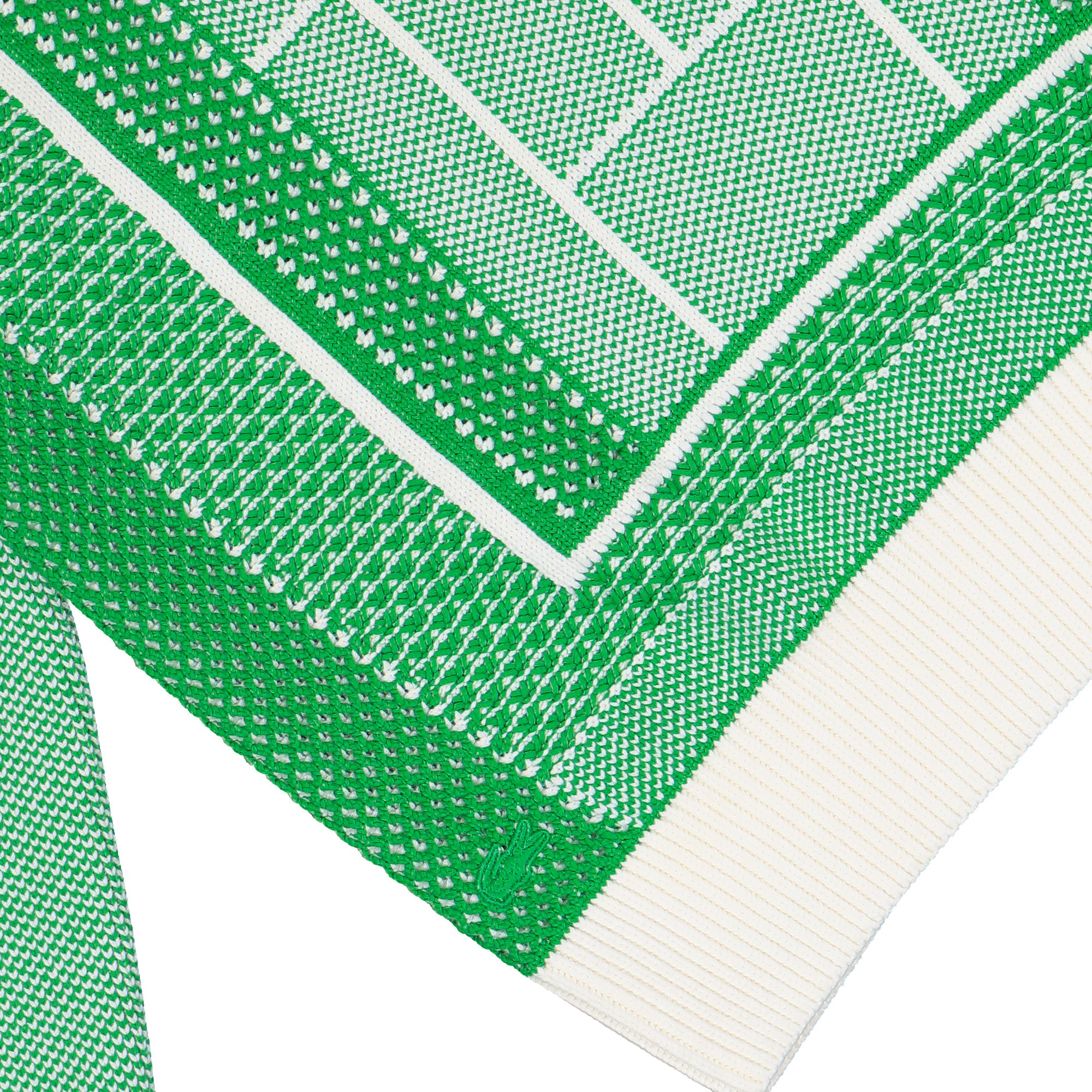 Lacoste Tennis Court Jacquard Crew Neck Sweater Billiard Green / Flour Sweatshirts AH0619-00 4SI Detail View 1 | Overkill