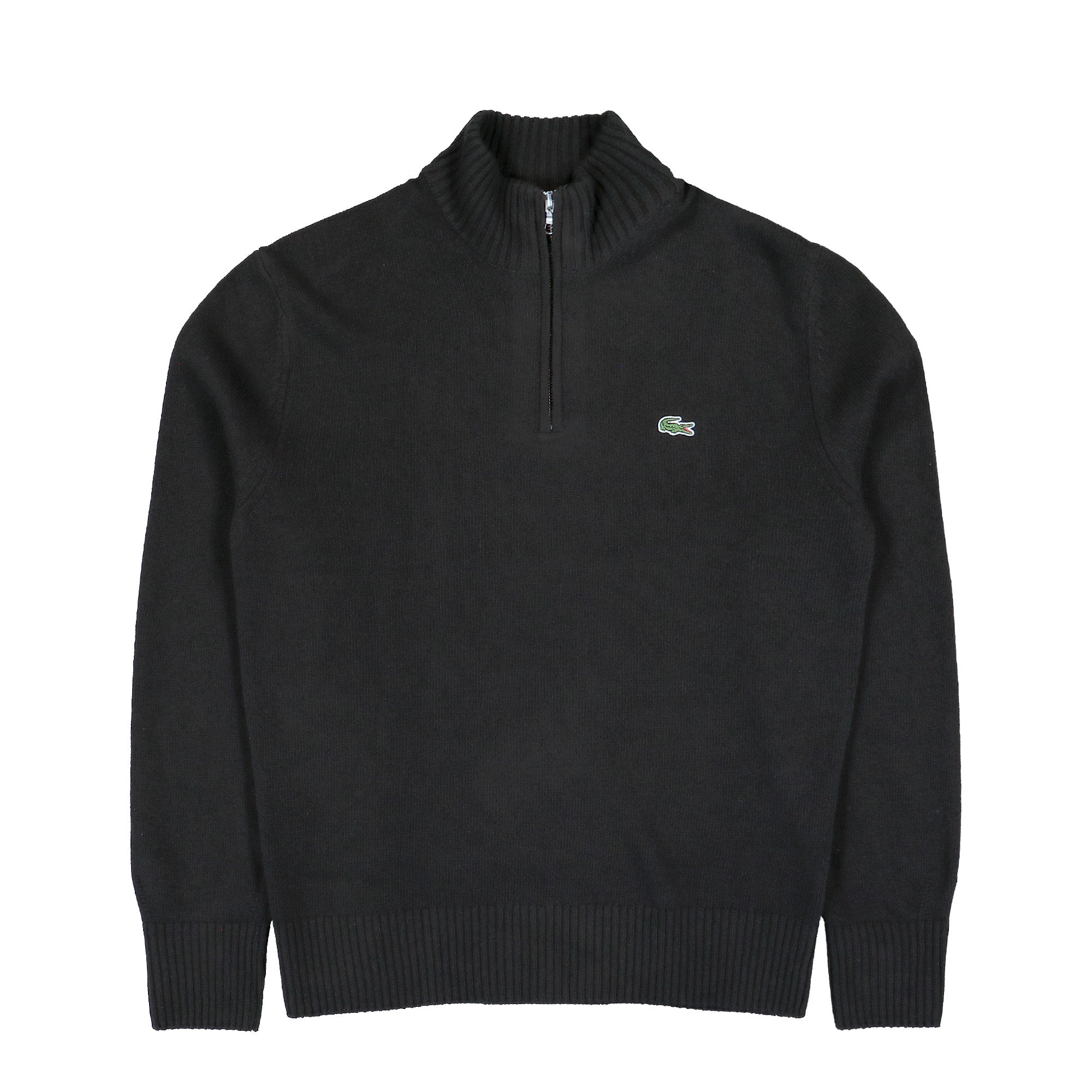 Lacoste Zipped High Neck Wool Sweater Black Sweatshirt AH3052-00 031 | Overkill
