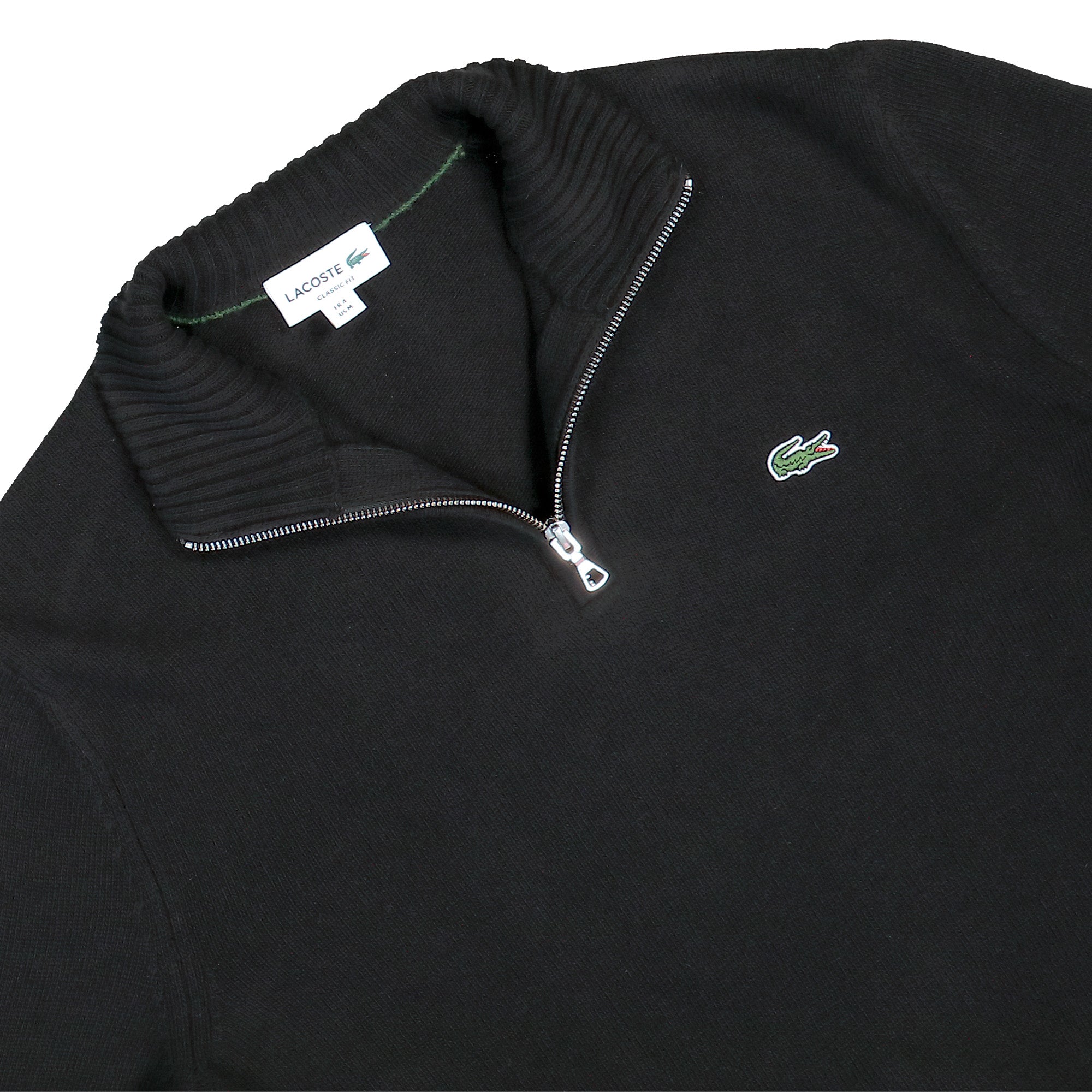 Lacoste Zipped High Neck Wool Sweater Black Sweatshirt AH3052-00 031 Detailfoto | Overkill
