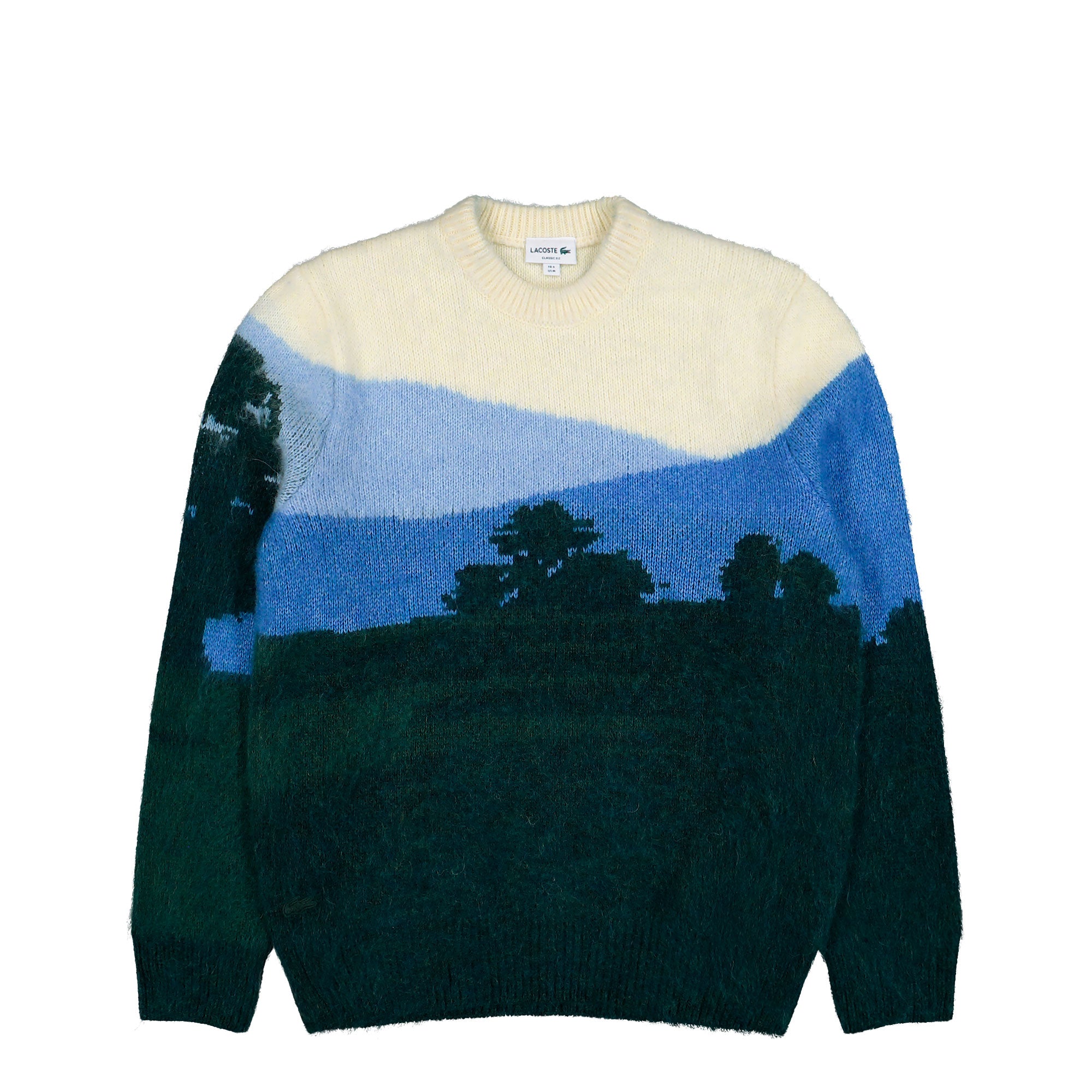 Lacoste Landscape Jacquard Alpaca Sweater Green / Vaporous Blue Sweatshirts AH5945-00 9lK | Overkill
