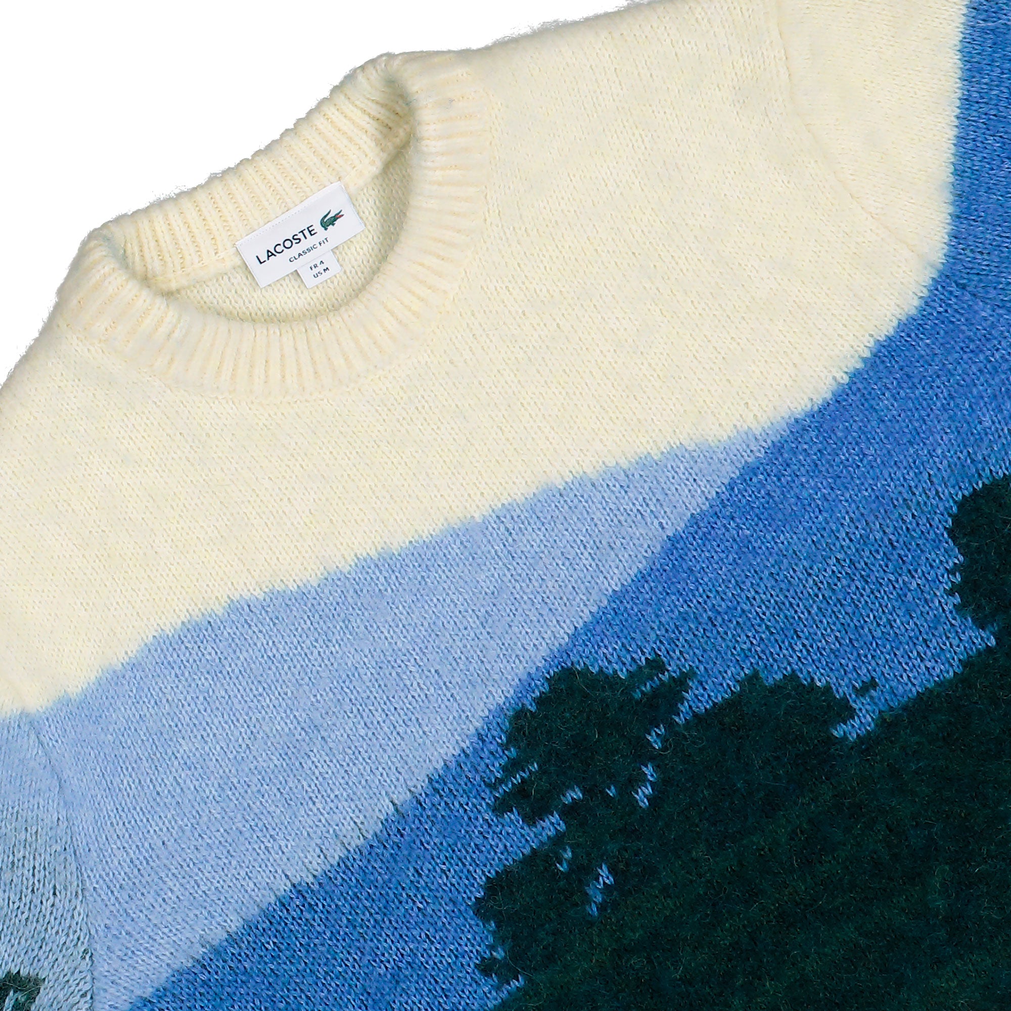 Lacoste Landscape Jacquard Alpaca Sweater Green / Vaporous Blue Sweatshirts AH5945-00 9lK Detailfoto | Overkill
