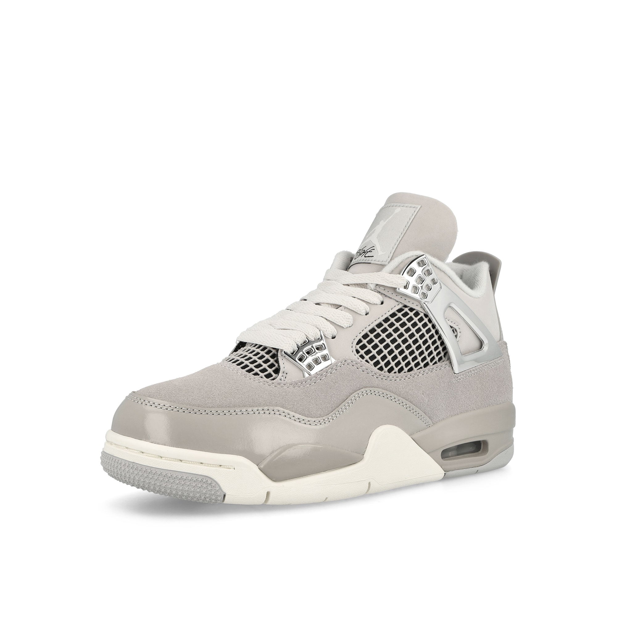 Jordan Wmns Air Jordan 4 Retro Light Iron Ore / Sail - Neutral Grey - Black Sneakers  Close Up | Overkill
