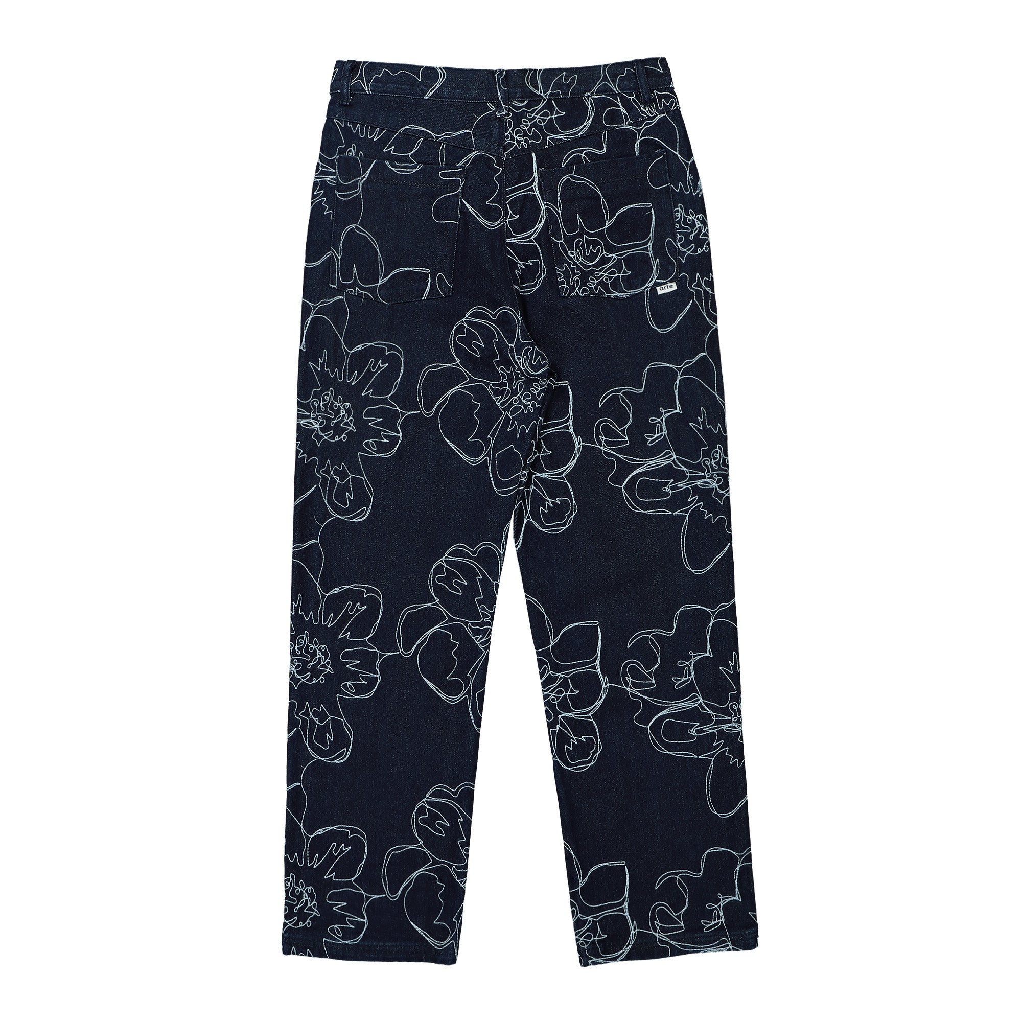 Arte Antwerp Flower Stitch Pants Navy Jeans Material | Overkill