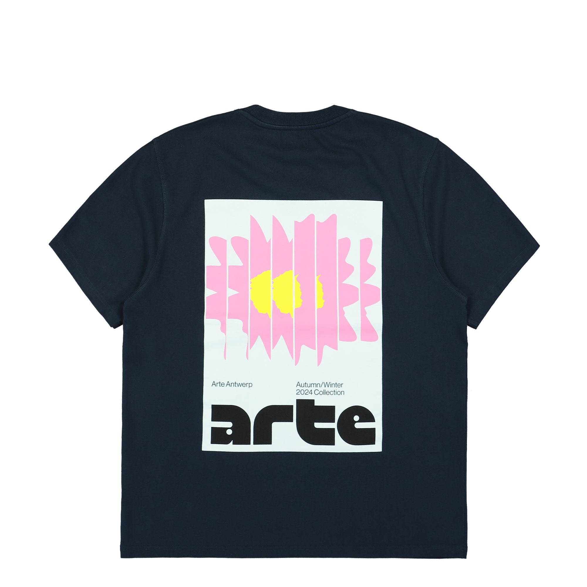 Arte Antwerp Flower Poster T-Shirt Navy T-Shirts Close-up | Overkill