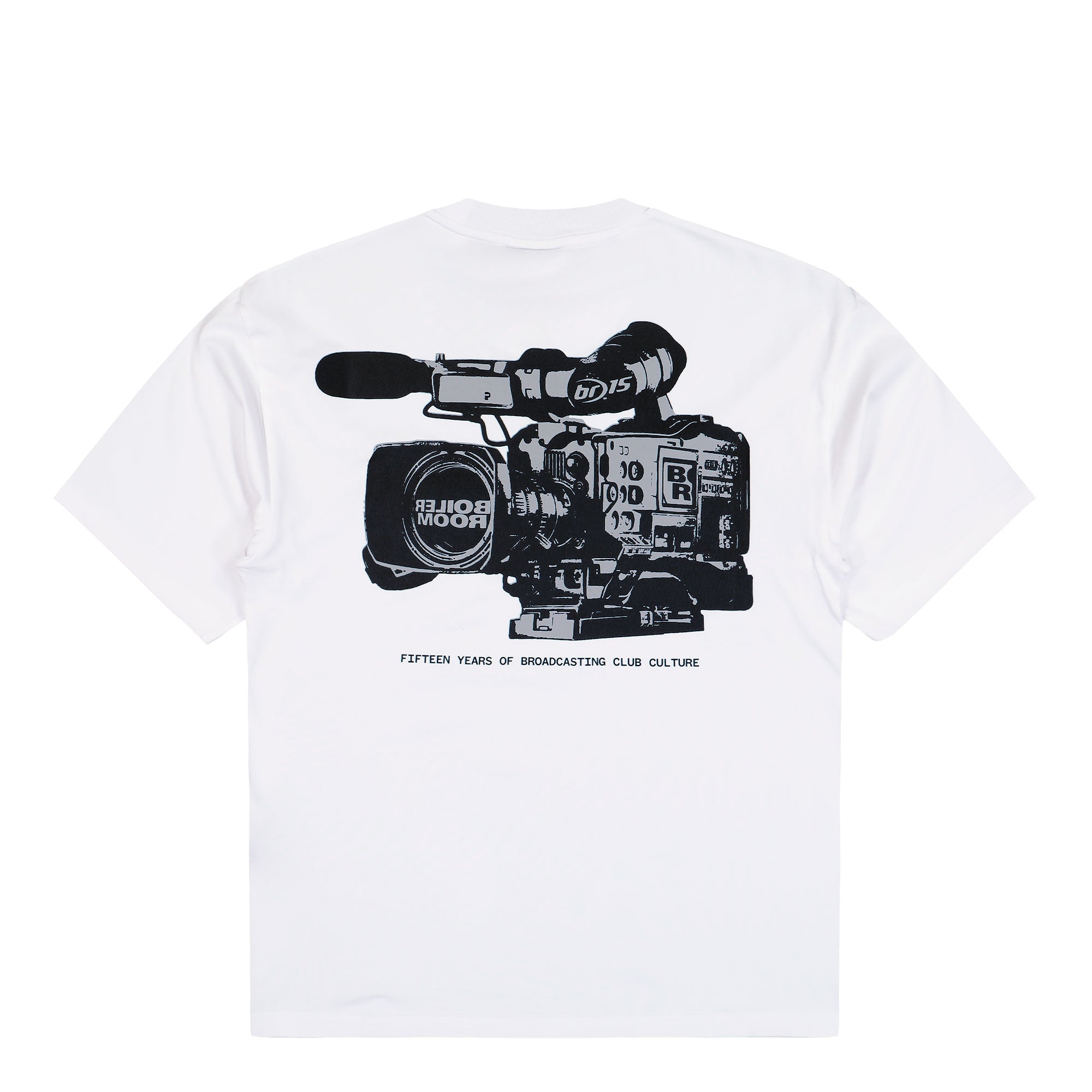 Boiler Room 15 Years Camera T-Shirt White T-Shirts AW25SS46WHT Close-up | Overkill