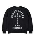 Born x Raised Unconditional Love Crewneck Black Sweatshirts B0004UNCON-BLK Close-up | Overkill
