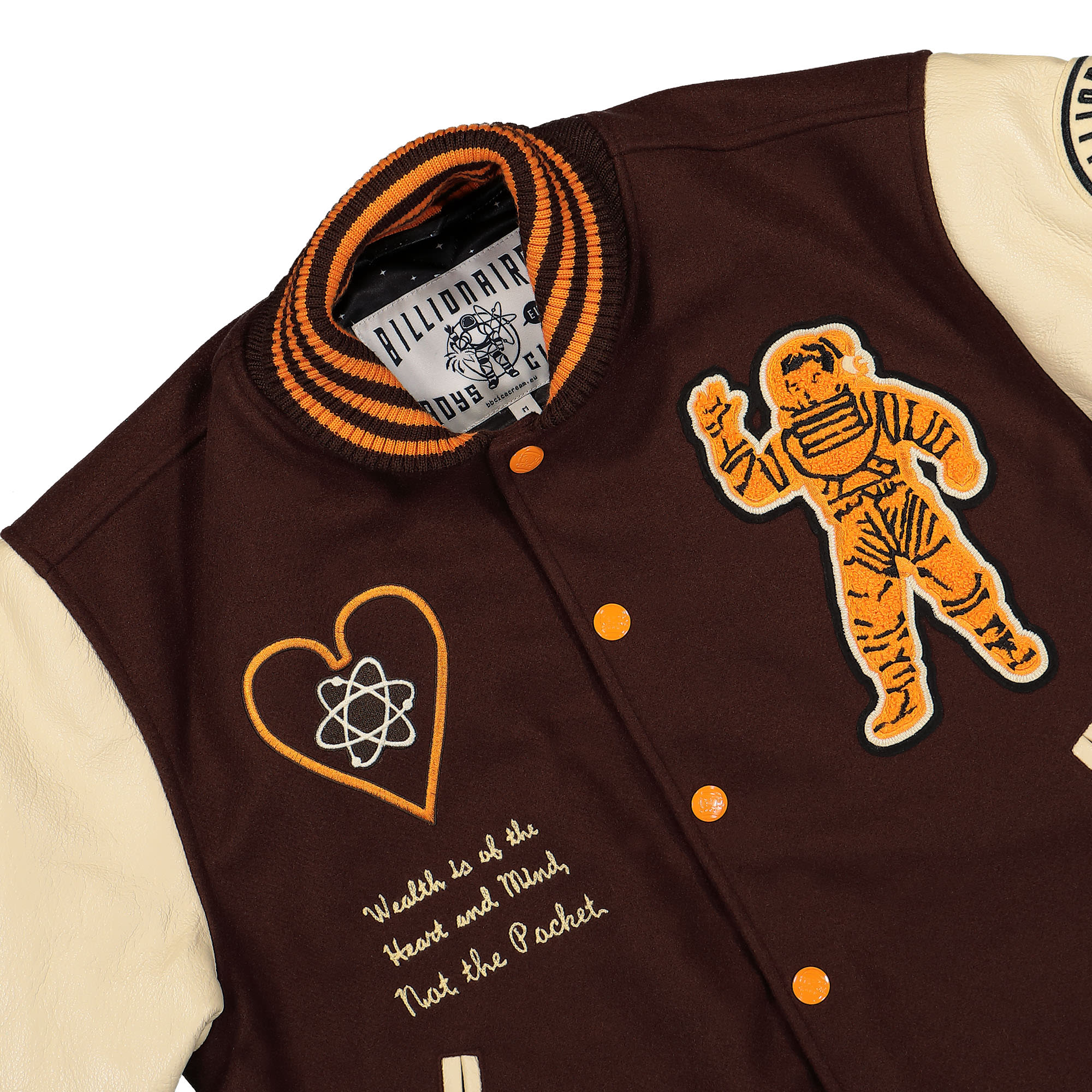 Billionaire Boys Club Leather Sleeve Galaxy Varsity Jacket Brown Bomber & Varsity Jackets Material | Overkill