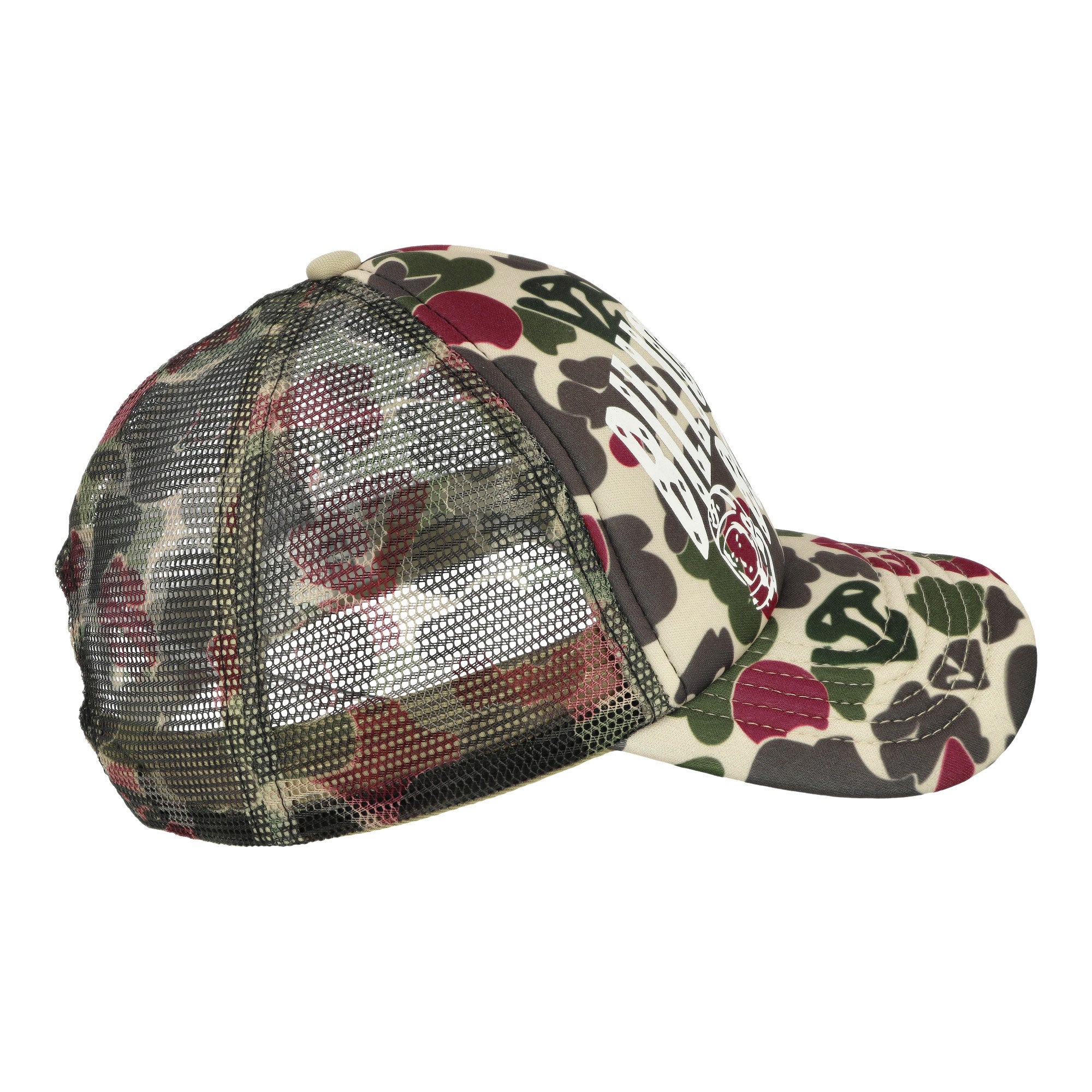 Billionaire Boys Club Duck Camo Arch Logo Trucker Cap Multi Camo Caps Close-up | Overkill