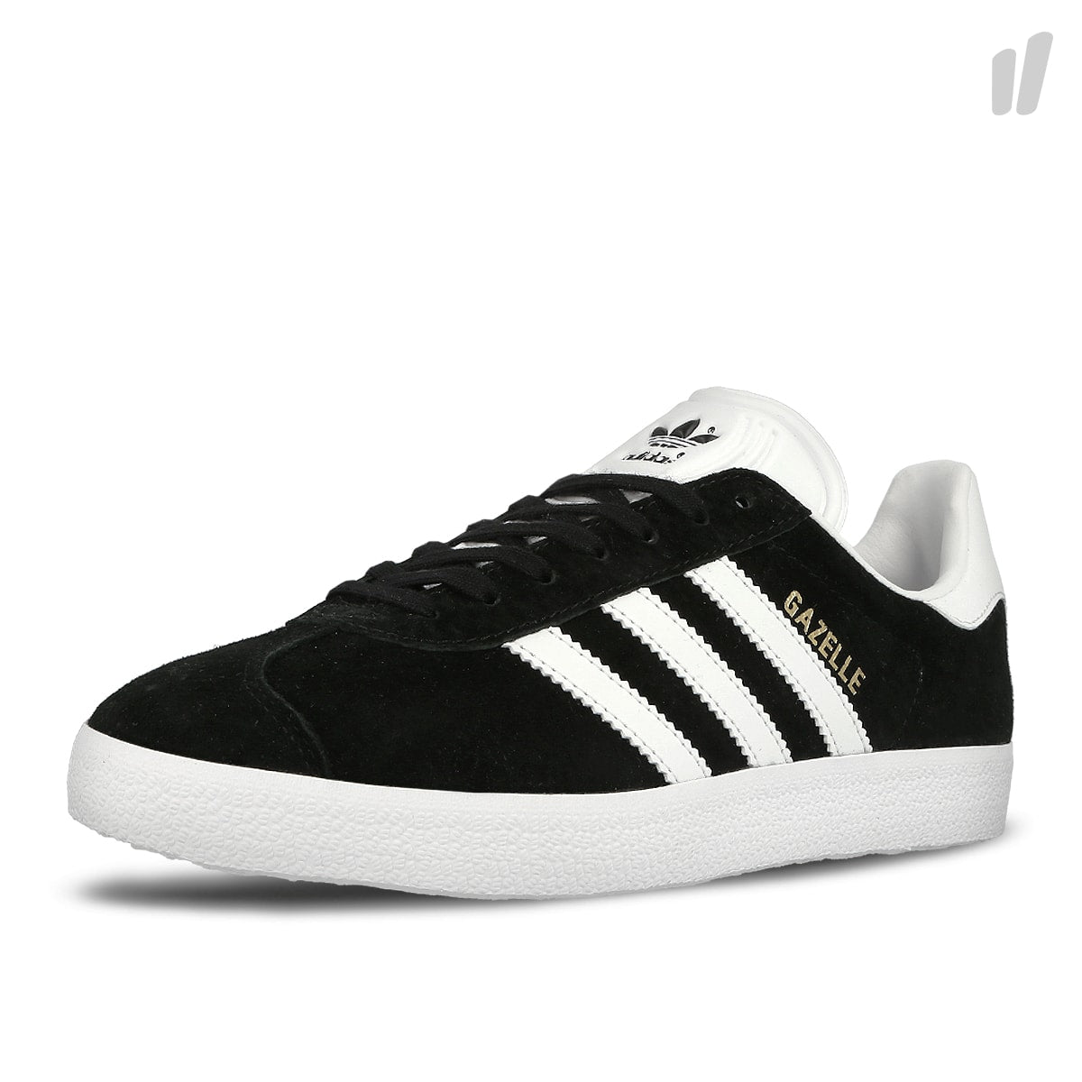 adidas Gazelle Core Black / White / Gold Metallic Sneakers  Close Up | Overkill