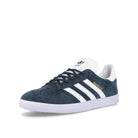 adidas Gazelle Collegiate Navy / White / Gold Metallic Low Top Sneakers  Close Up | Overkill