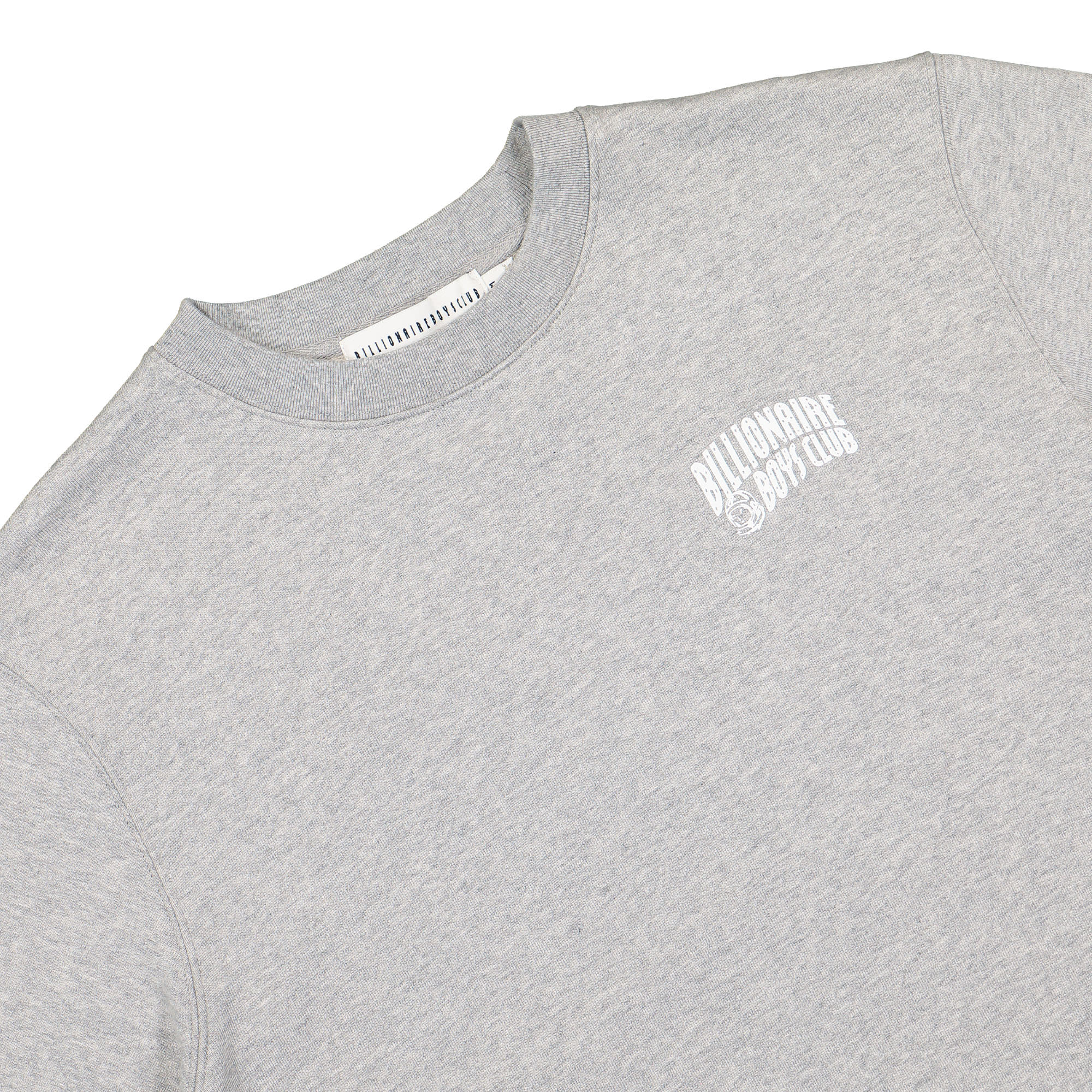 Billionaire Boys Club Small Arch Logo Crewneck Heather Grey Sweatshirts Close-up | Overkill