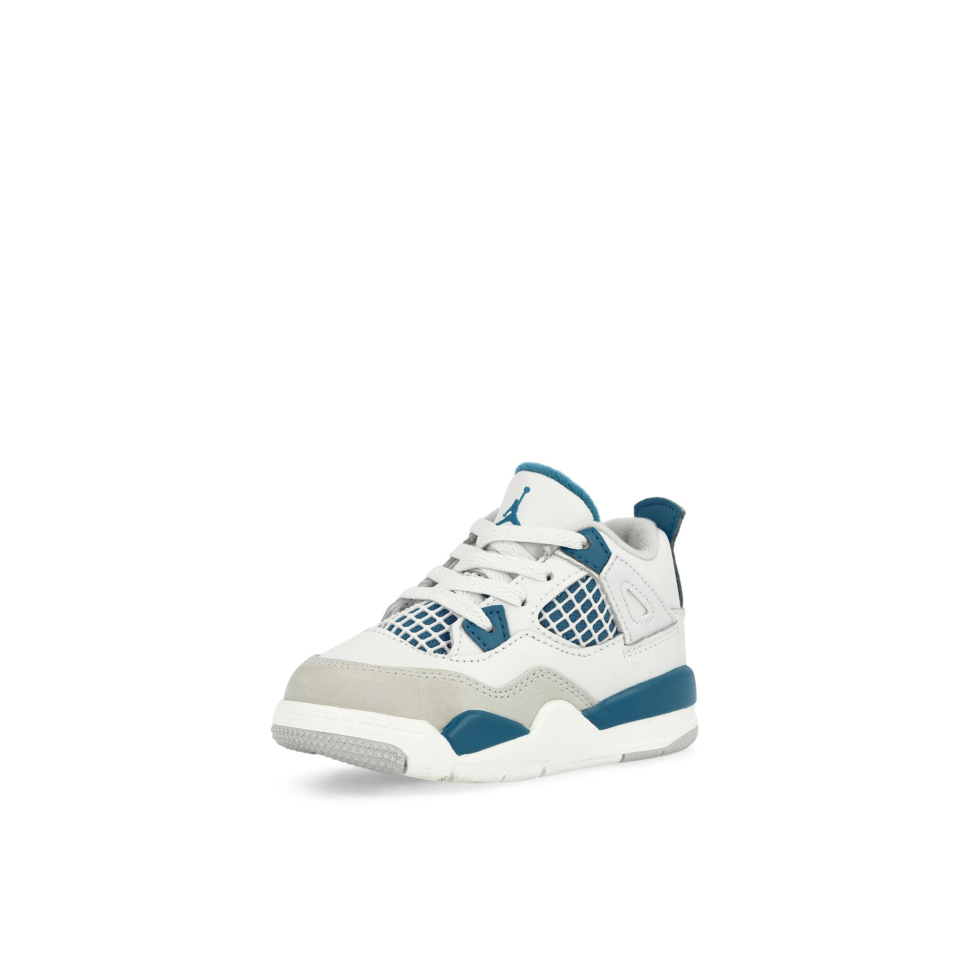 Jordan Jordan 4 Retro TD Off White / Military Blue - Neutral Grey High Top Sneakers  Close Up | Overkill