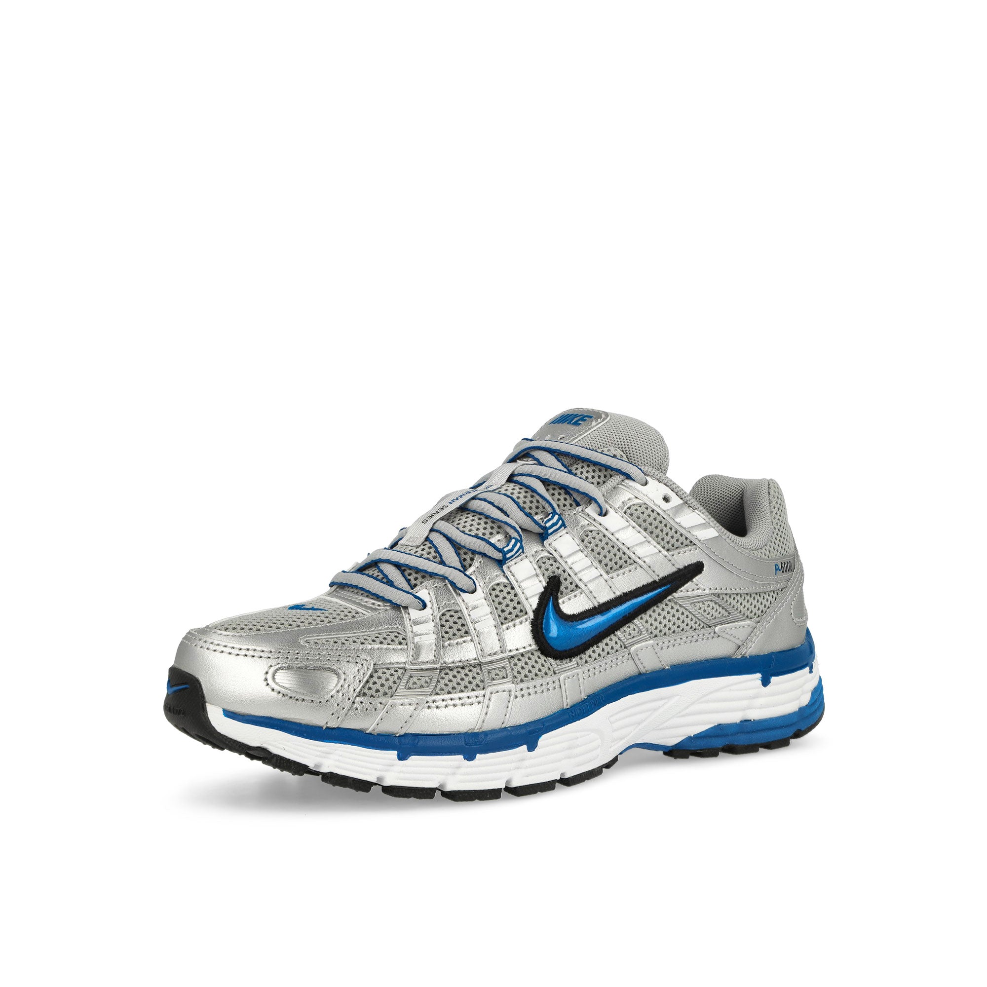 Nike W P-6000 Metallic Silver / Team Royal - White - Black Low Top Sneakers  Close Up | Overkill