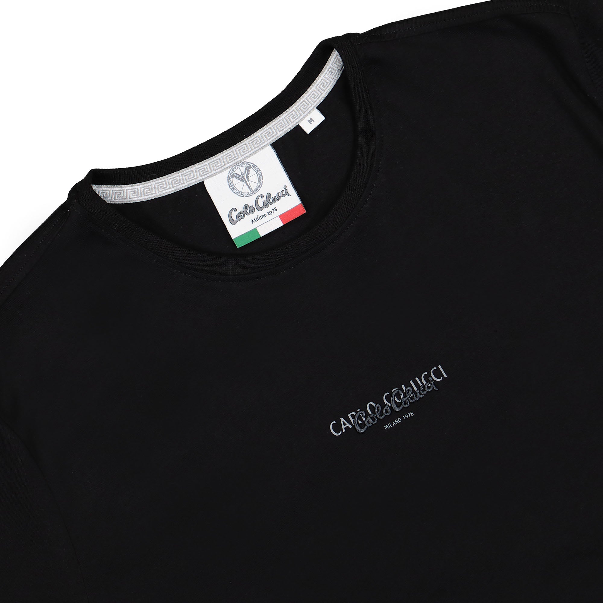 Carlo Colucci T-Shirt Basic Line Black T-Shirts Close-up | Overkill