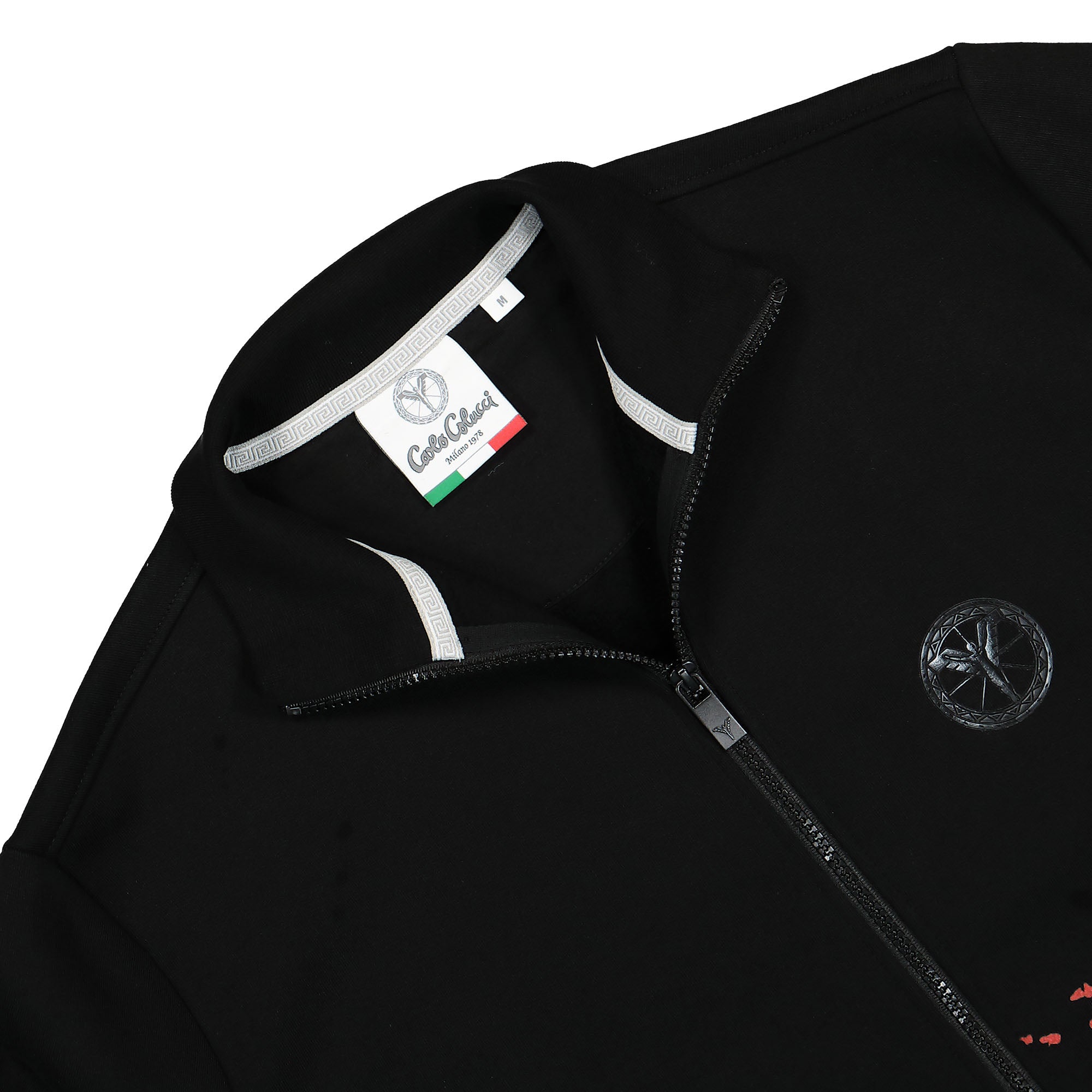 Carlo Colucci Paint Drop Sweat Jacket Black Track Jackets Material | Overkill