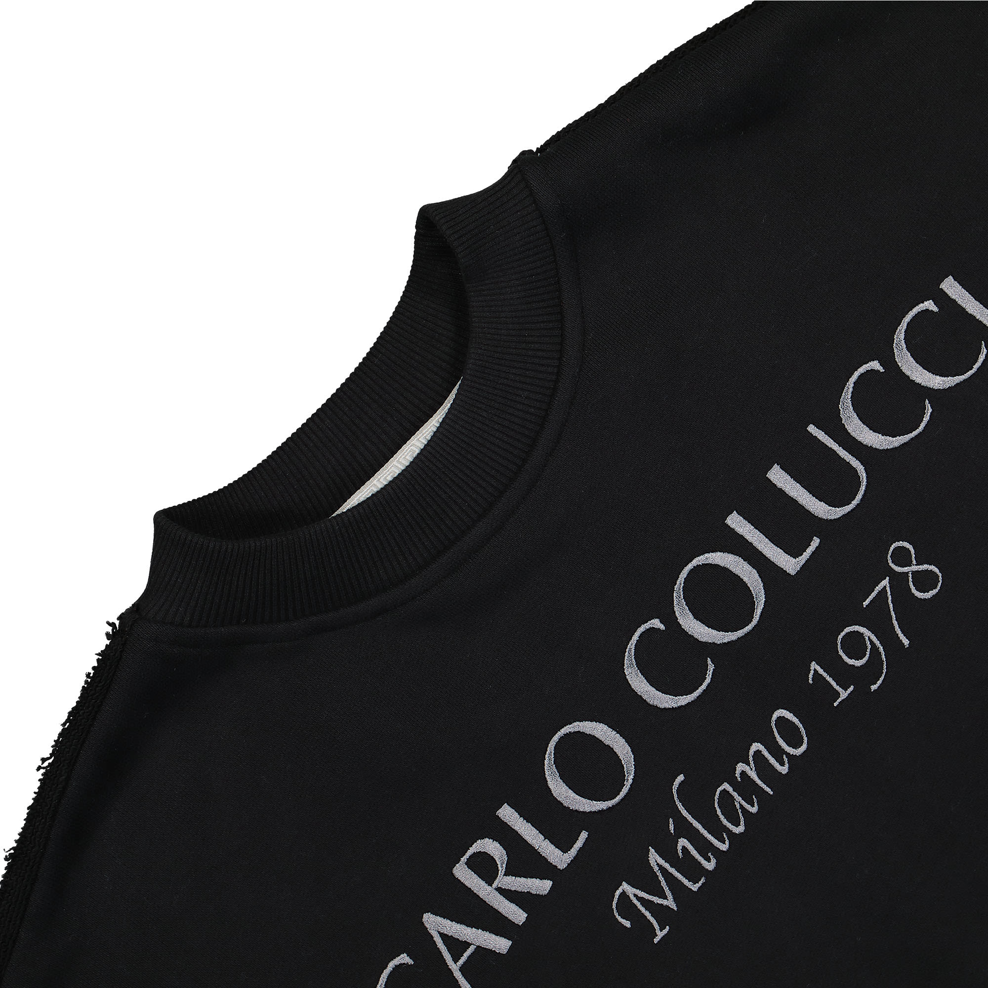 Carlo Colucci Oversize Sweatshirt Black Sweatshirts Close-up | Overkill