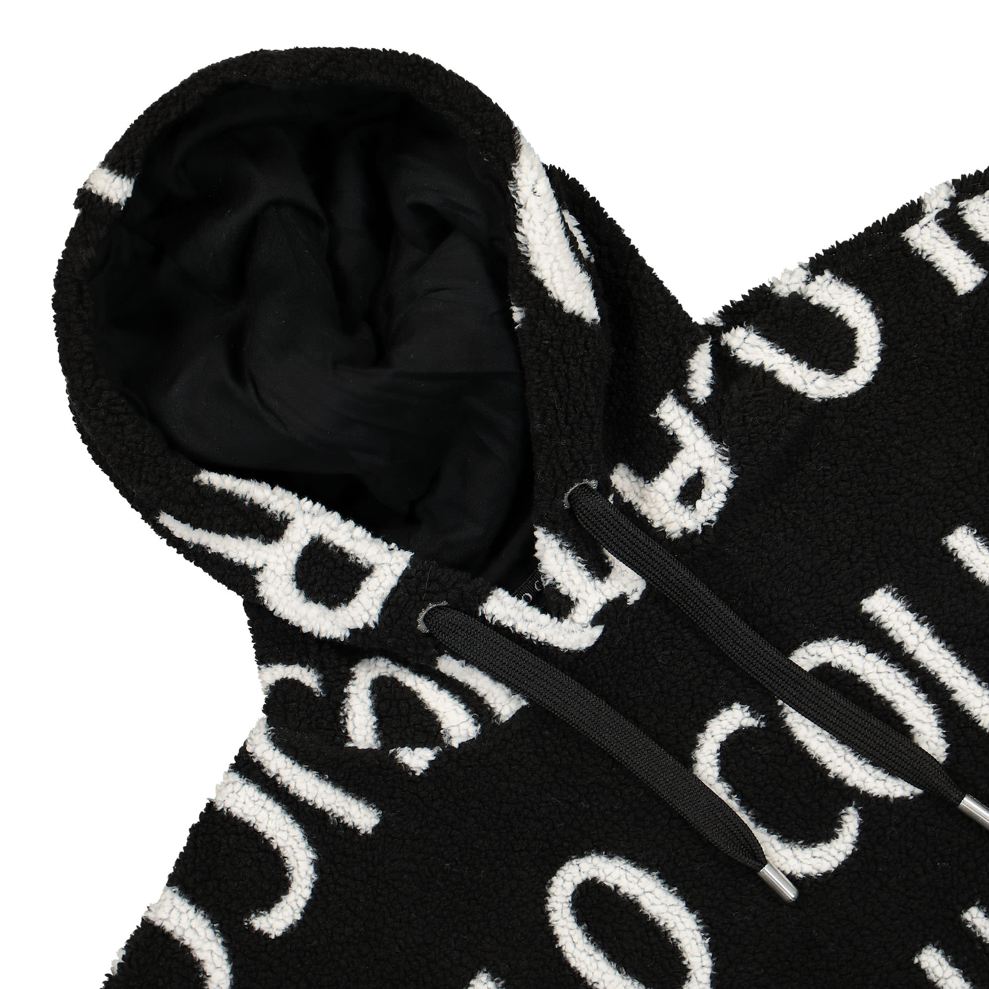 Carlo Colucci Teddy Hoodie Black / White Hoodies Close-up | Overkill