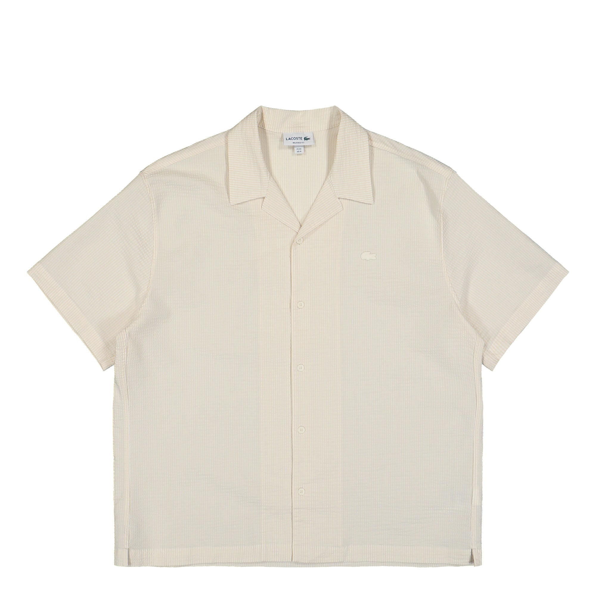 Lacoste Loose Fitting Seersucker Shirt Blanc / Beige Shirt CH2355-00 FM0 | Overkill
