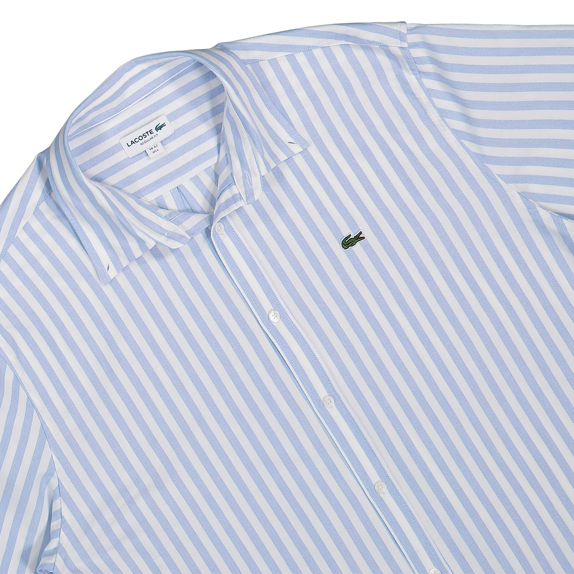 Lacoste Striped Oxford Shirt Bleu Shirt CH8797-00 E7B Detailfoto | Overkill
