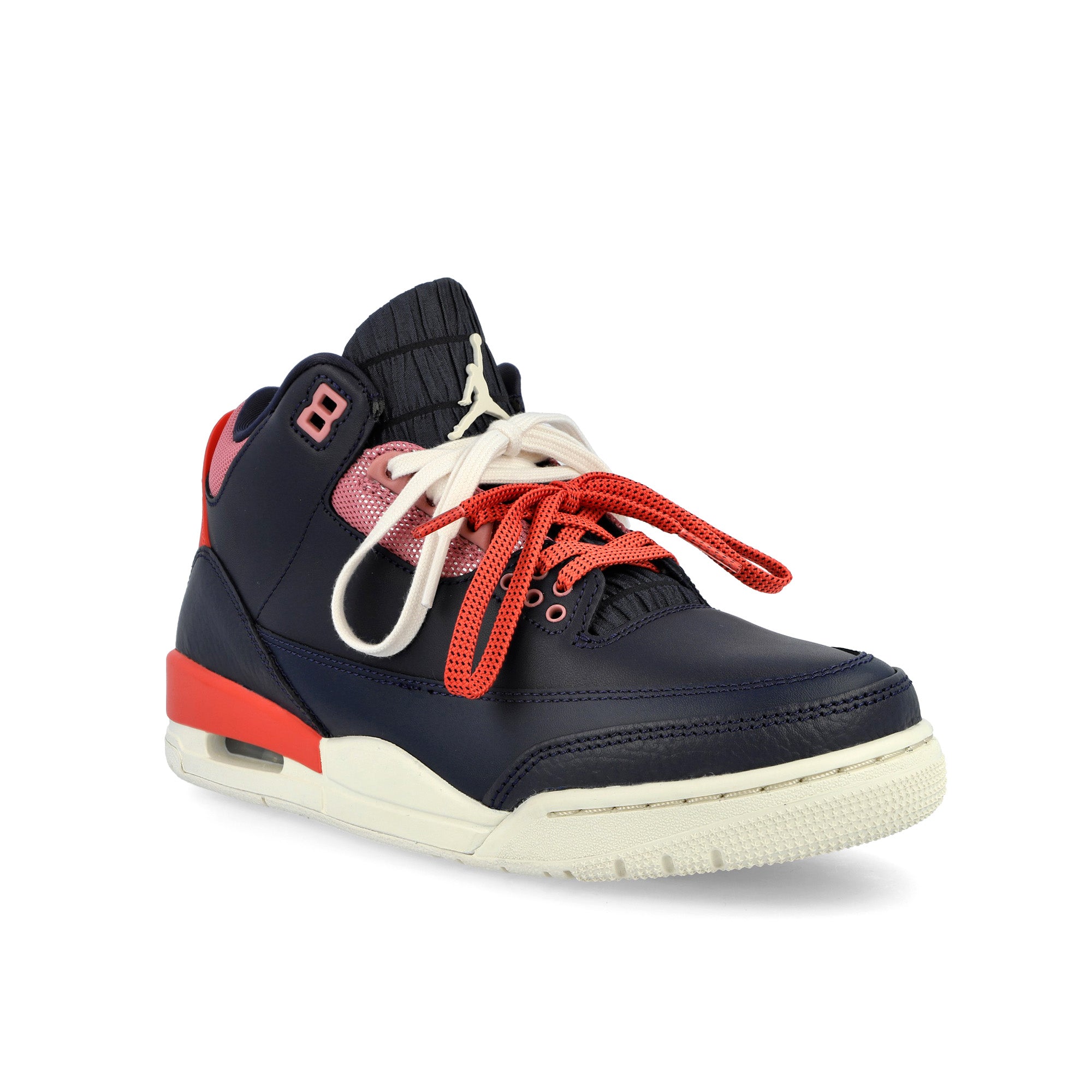 Wmns Air Jordan 3 Retro Sport Renaissance Obsidian / Chalk - Track Red Mid Top Sneakers CK9246 400 Detail View 6 | Overkill
