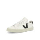Veja W Campo Chromefree Leather Extra White Black Low Top Sneakers  Close Up | Overkill