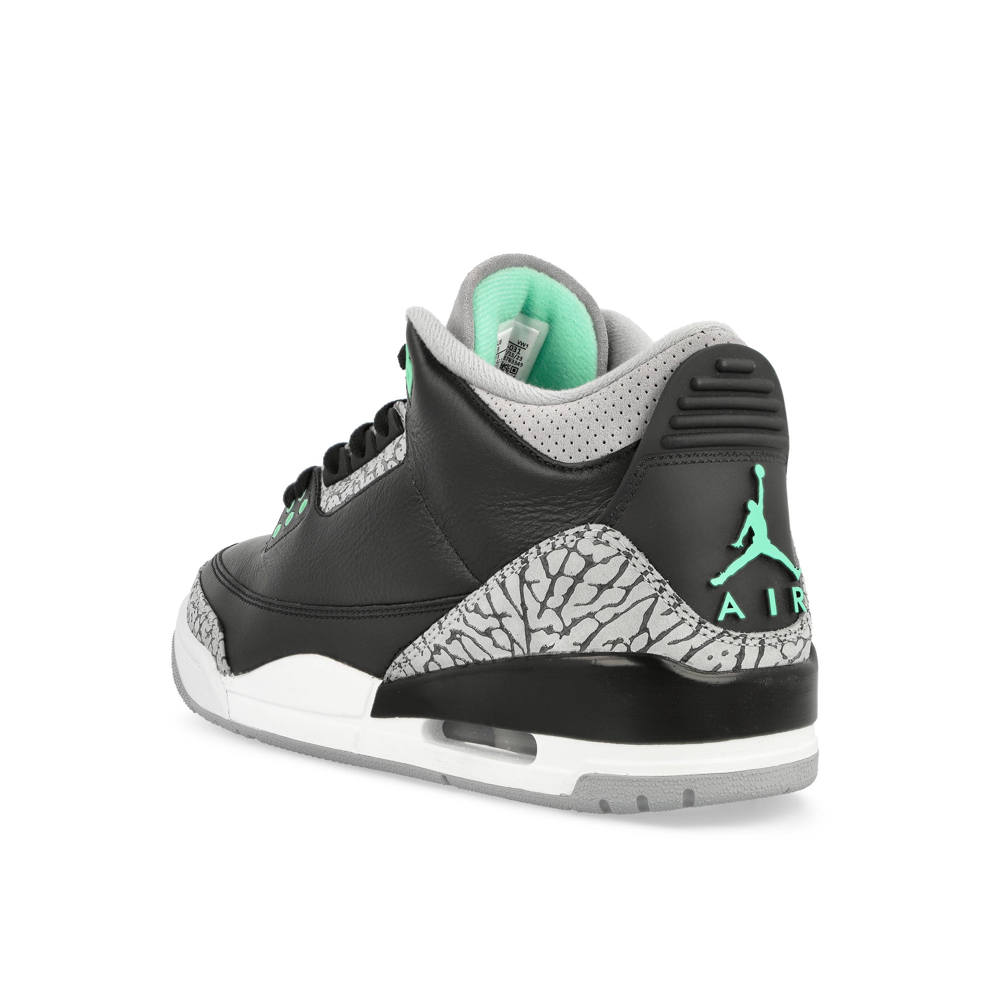 Jordan Air Jordan 3 Retro Black / Green Glow - Wolf Grey - White High Top Sneakers  Material | Overkill