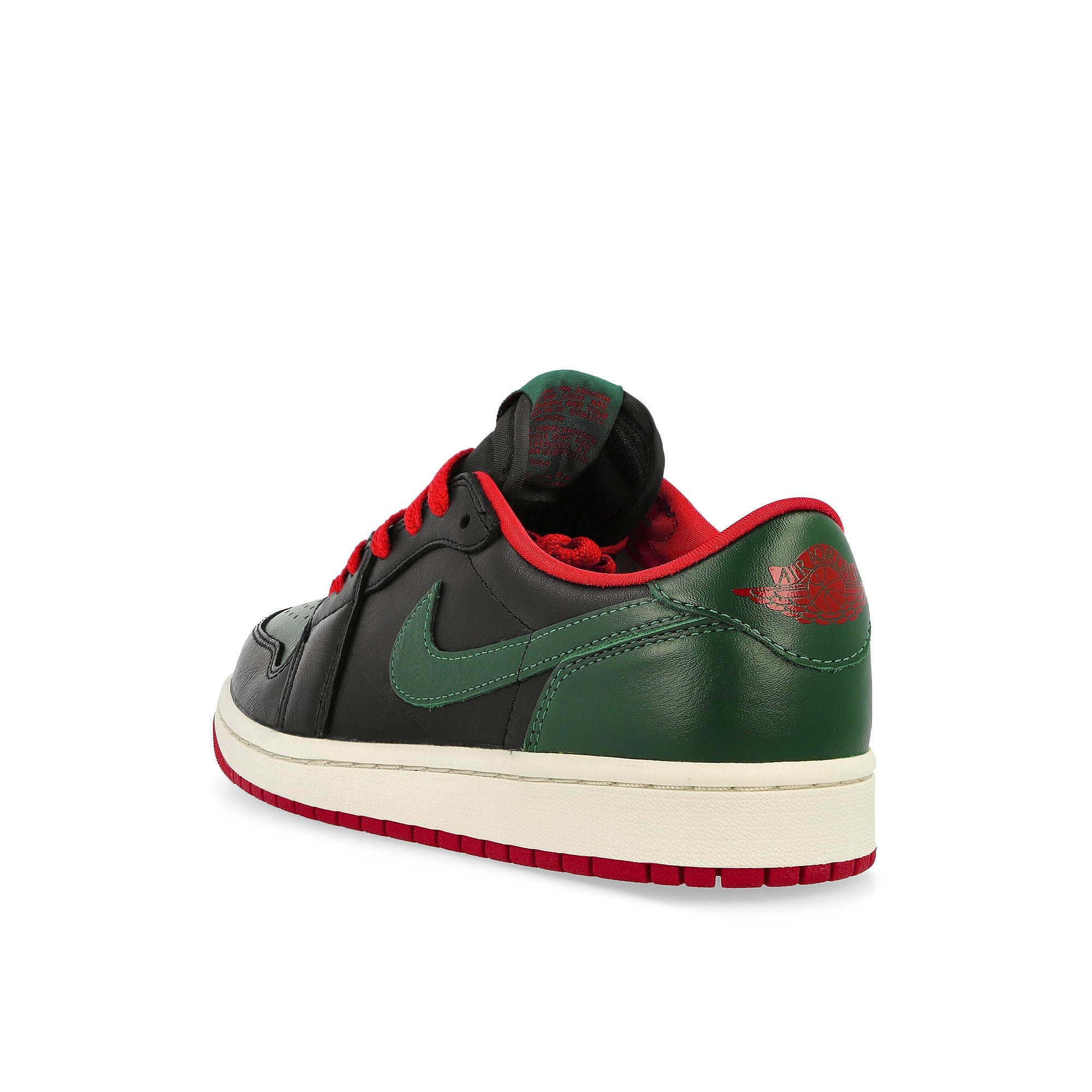 Jordan Wmns Air Jordan 1 Retro Low OG Black / Gorge Green-Varsity Red-Sail Low Top Sneakers  Material | Overkill