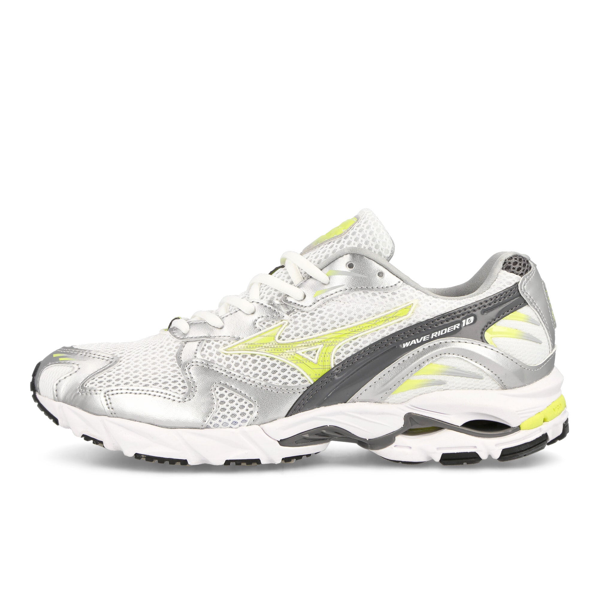 Mizuno Wave Rider 10 White / Sunny Lime / Silver Low Top Sneakers D1GA210411 | Overkill